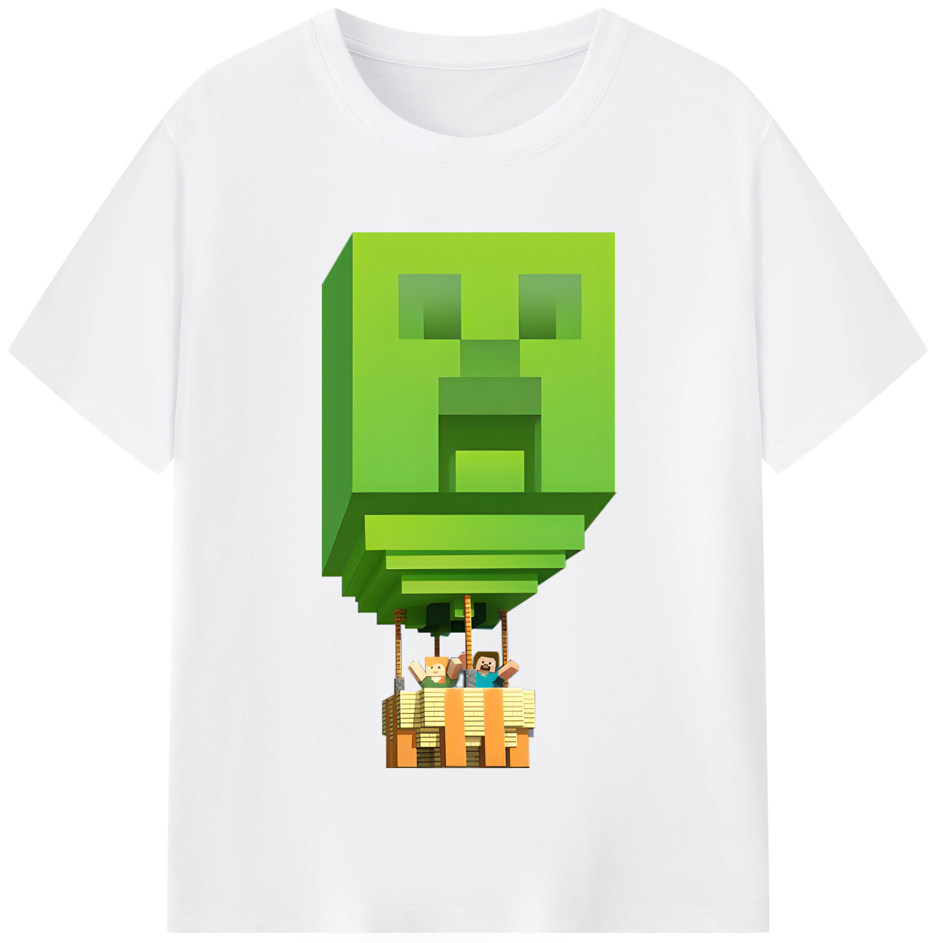 （画像用） マインクラフト ブロックの世界 Minecraft MC Block world 綿100％半袖Tシャツ（フロントプリント）