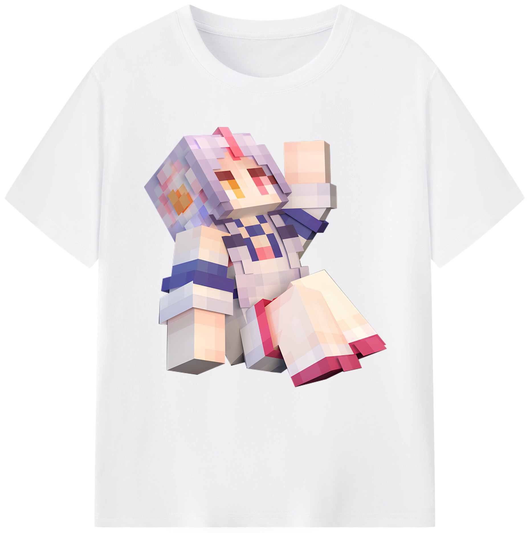 （画像用） マインクラフト ブロックの世界 Minecraft MC Block world 綿100％半袖Tシャツ（フロントプリント）