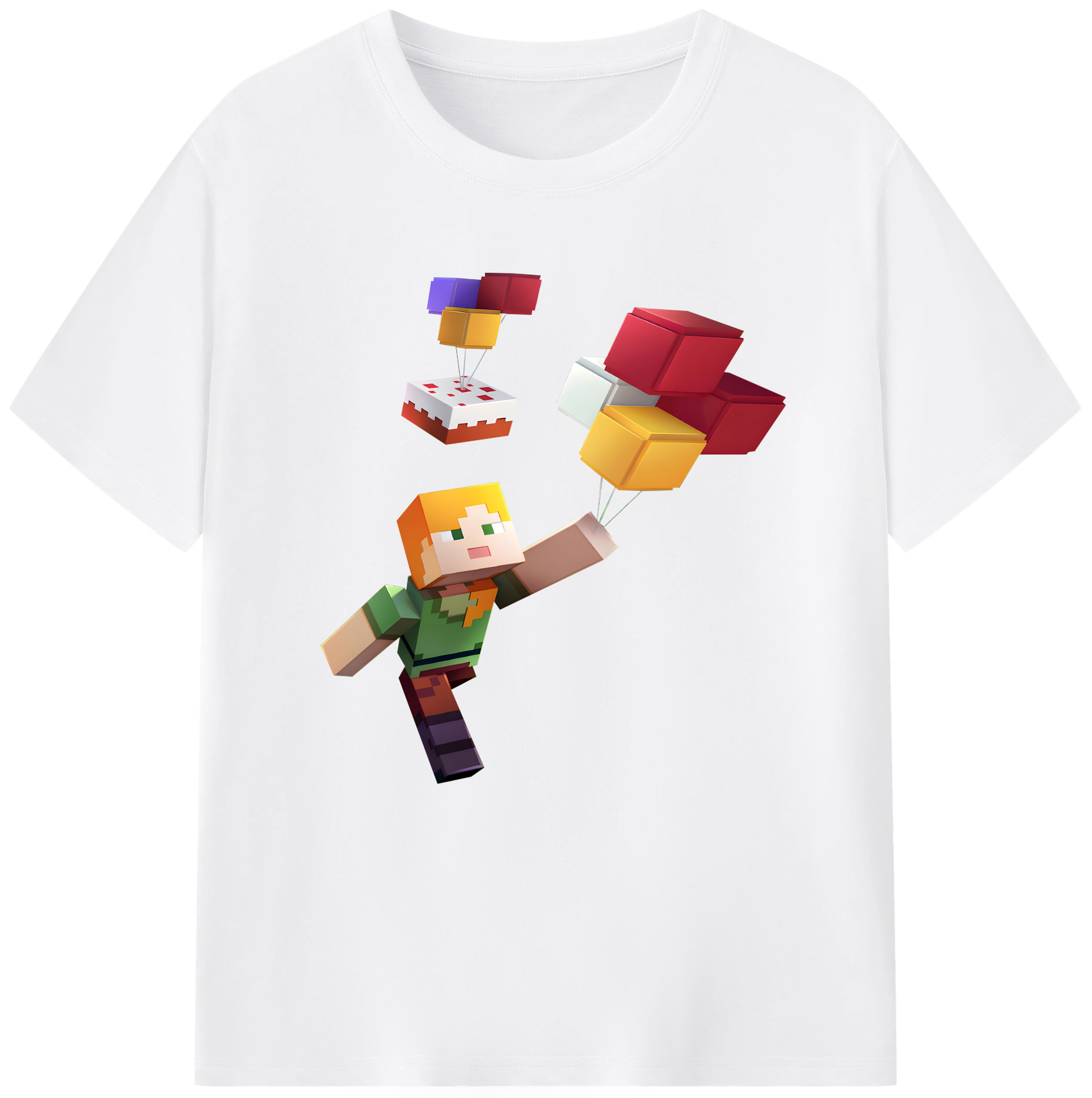 （画像用） マインクラフト ブロックの世界 Minecraft MC Block world 綿100％半袖Tシャツ（フロントプリント）