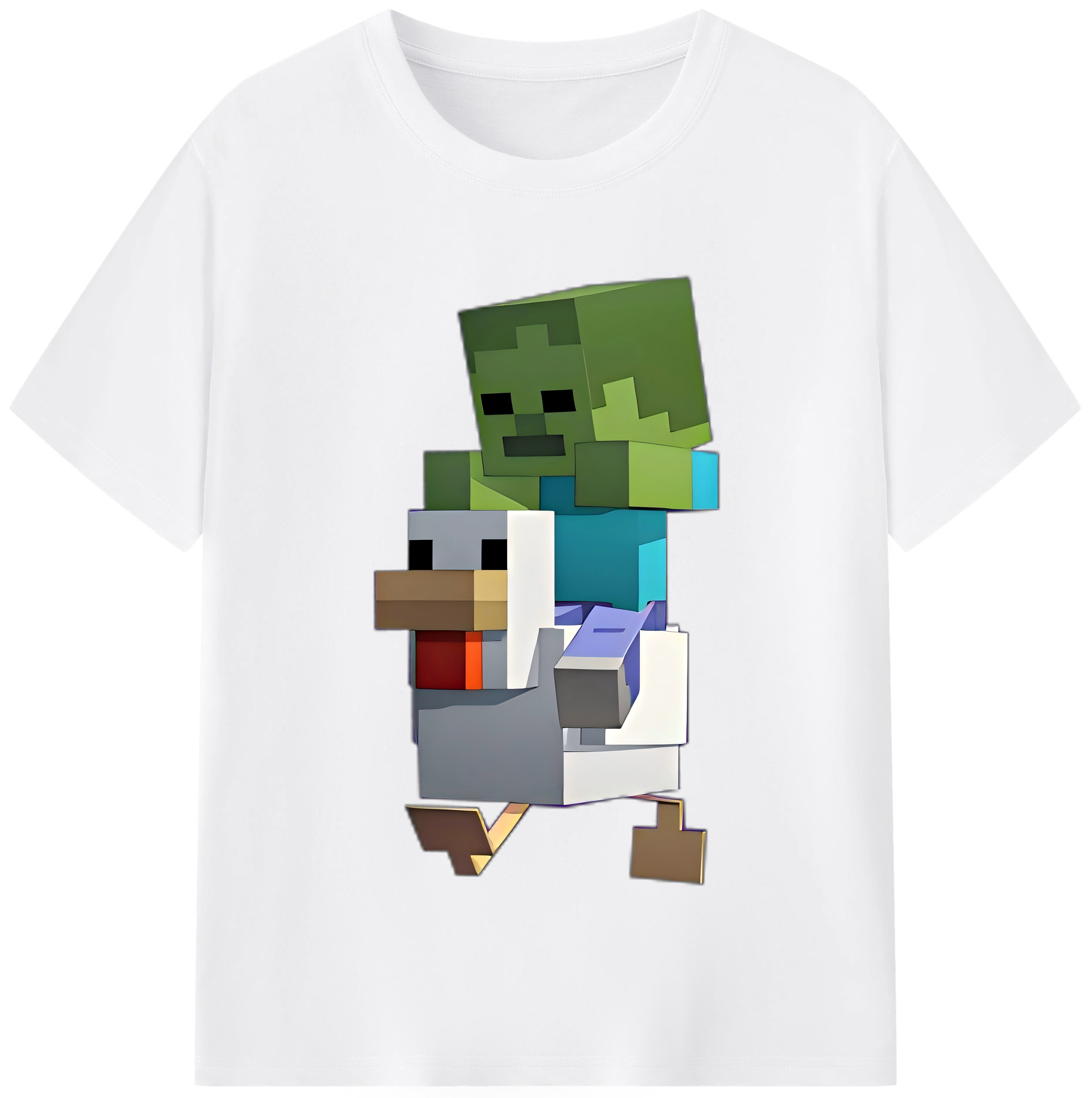 （画像用） マインクラフト ブロックの世界 Minecraft MC Block world 綿100％半袖Tシャツ（フロントプリント）