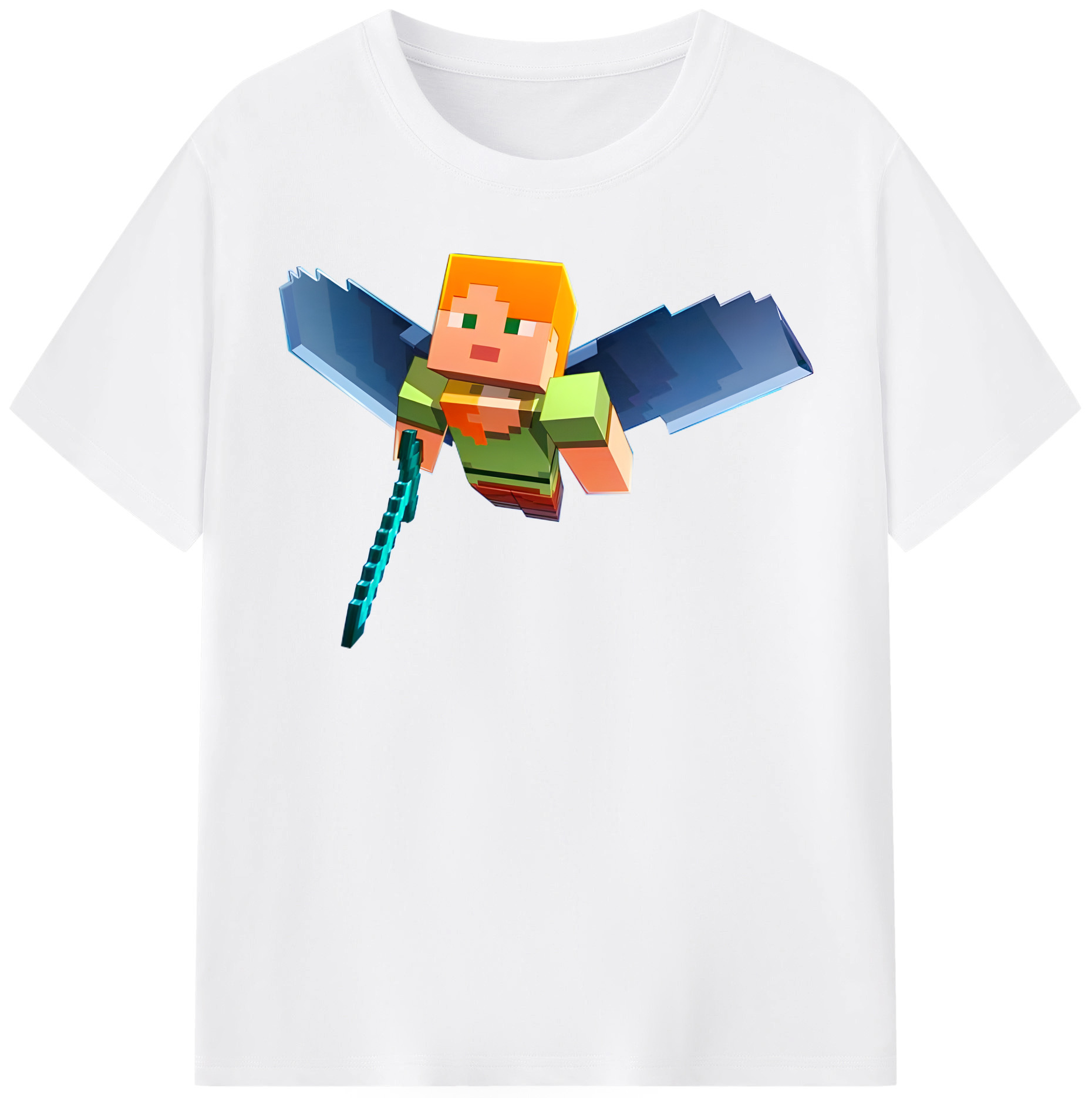 （画像用） マインクラフト ブロックの世界 Minecraft MC Block world 綿100％半袖Tシャツ（フロントプリント）