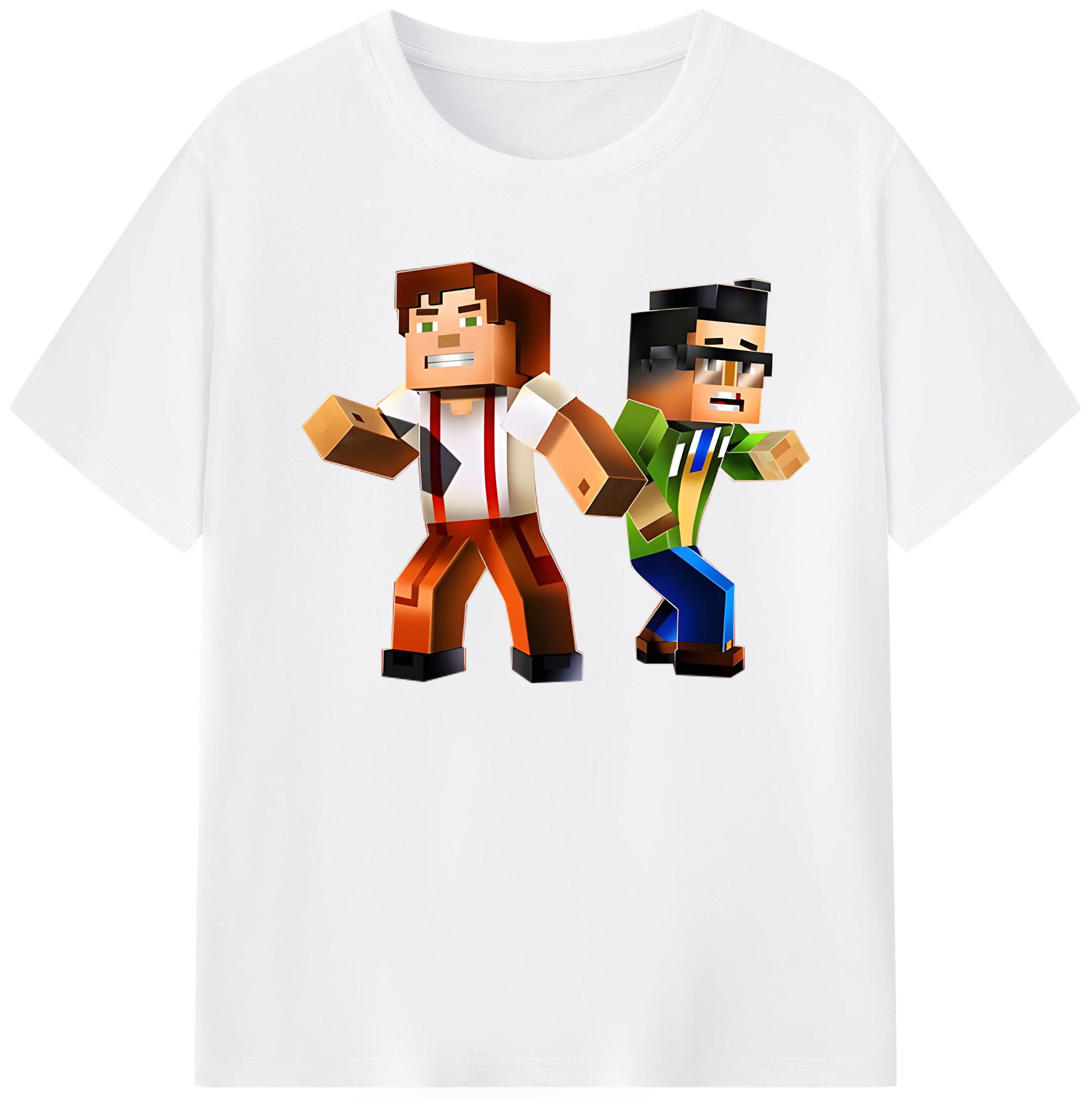 （画像用） マインクラフト ブロックの世界 Minecraft MC Block world 綿100％半袖Tシャツ（フロントプリント）