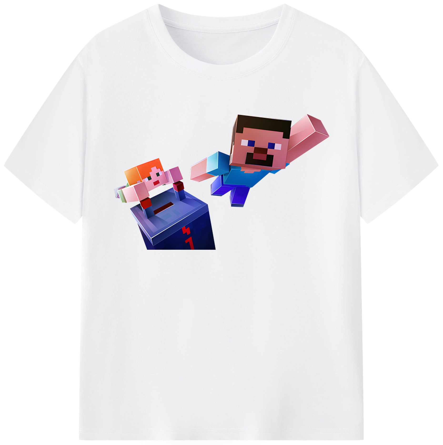 （画像用） マインクラフト ブロックの世界 Minecraft MC Block world 綿100％半袖Tシャツ（フロントプリント）