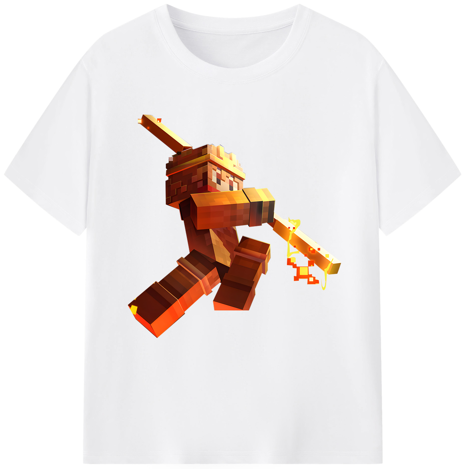 （画像用） マインクラフト ブロックの世界 Minecraft MC Block world 綿100％半袖Tシャツ（フロントプリント）