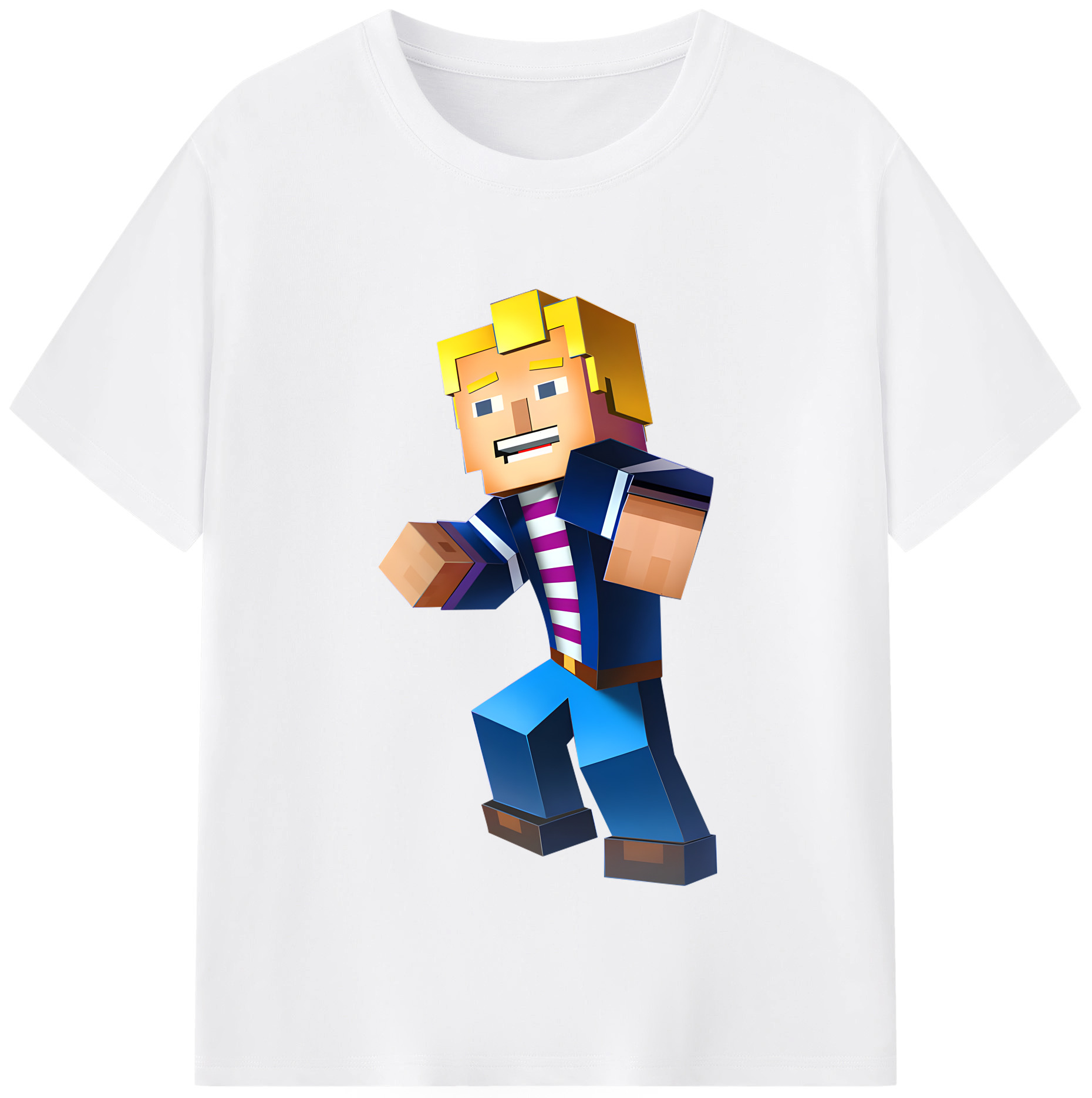 （画像用） マインクラフト ブロックの世界 Minecraft MC Block world 綿100％半袖Tシャツ（フロントプリント）