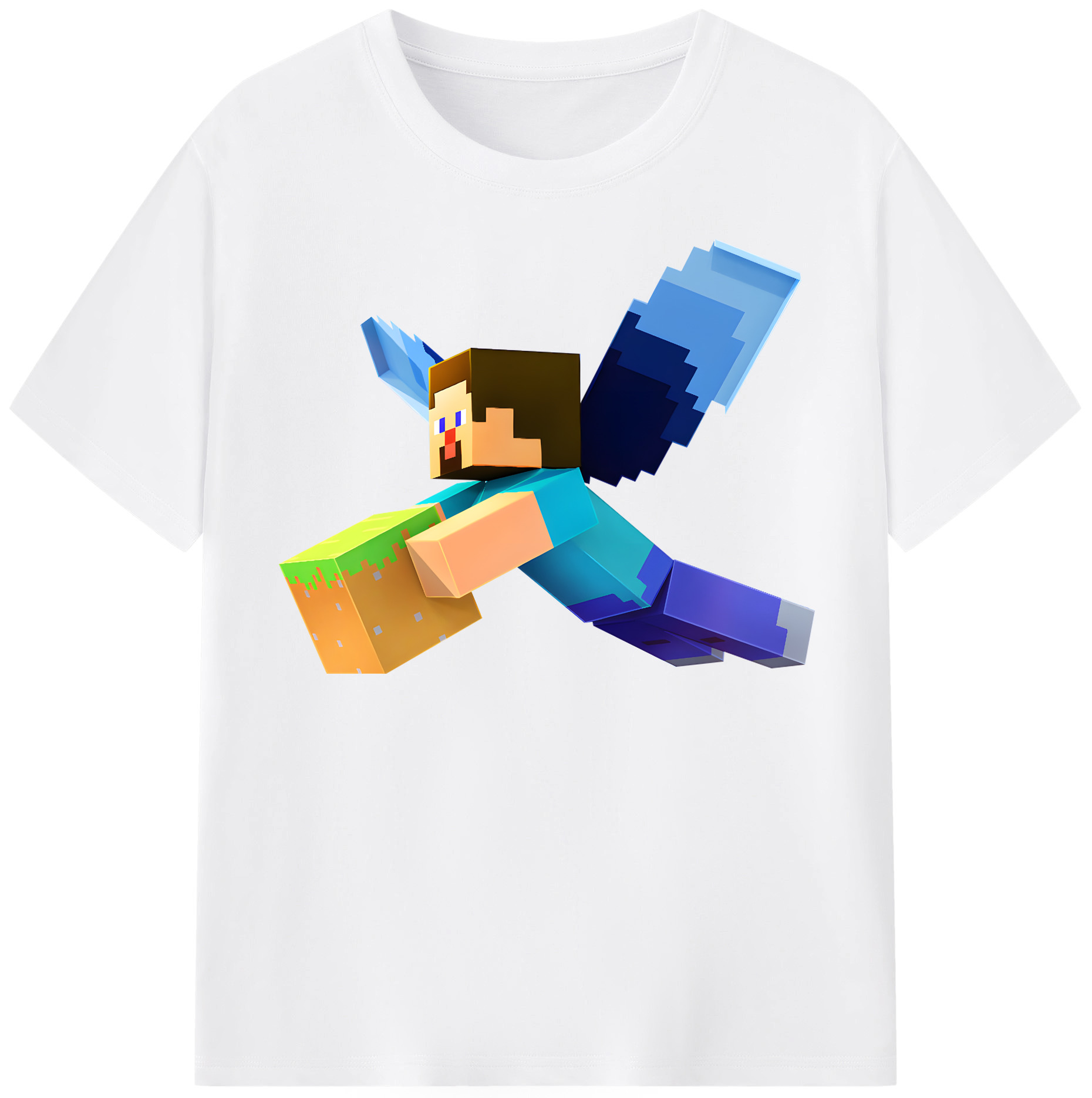 （画像用） マインクラフト ブロックの世界 Minecraft MC Block world 綿100％半袖Tシャツ（フロントプリント）