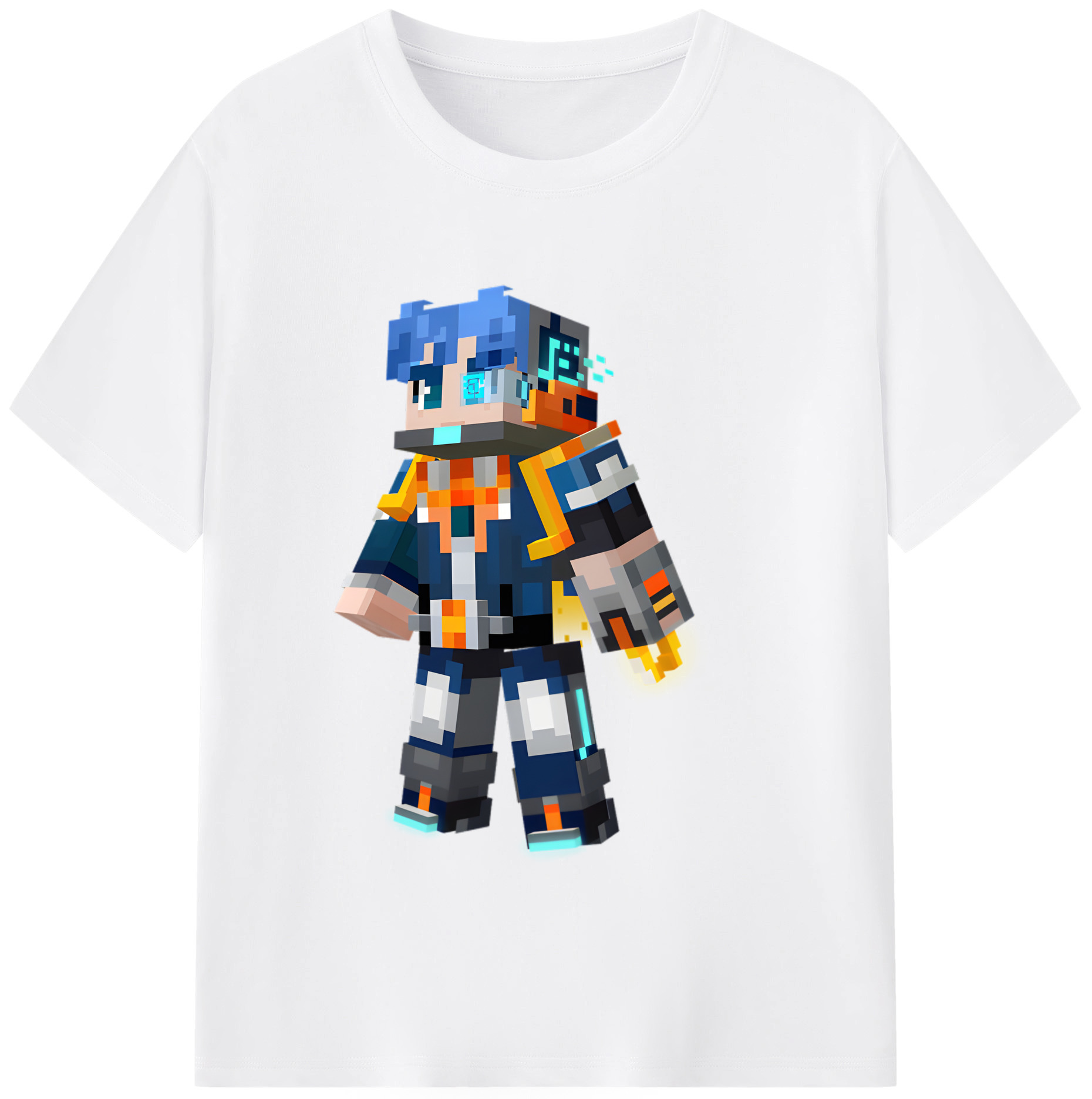 （画像用） マインクラフト ブロックの世界 Minecraft MC Block world 綿100％半袖Tシャツ（フロントプリント）