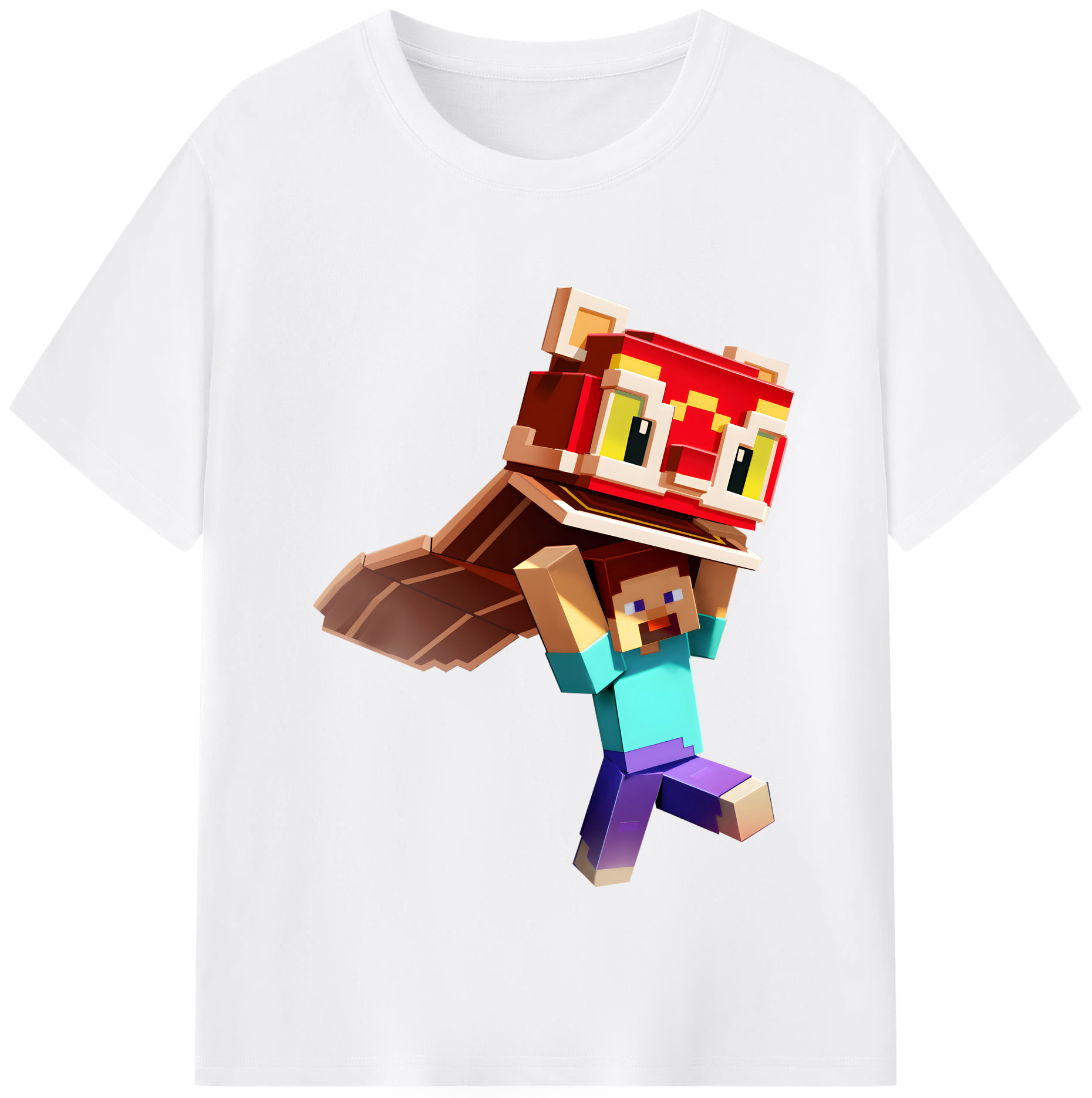（画像用） マインクラフト ブロックの世界 Minecraft MC Block world 綿100％半袖Tシャツ（フロントプリント）