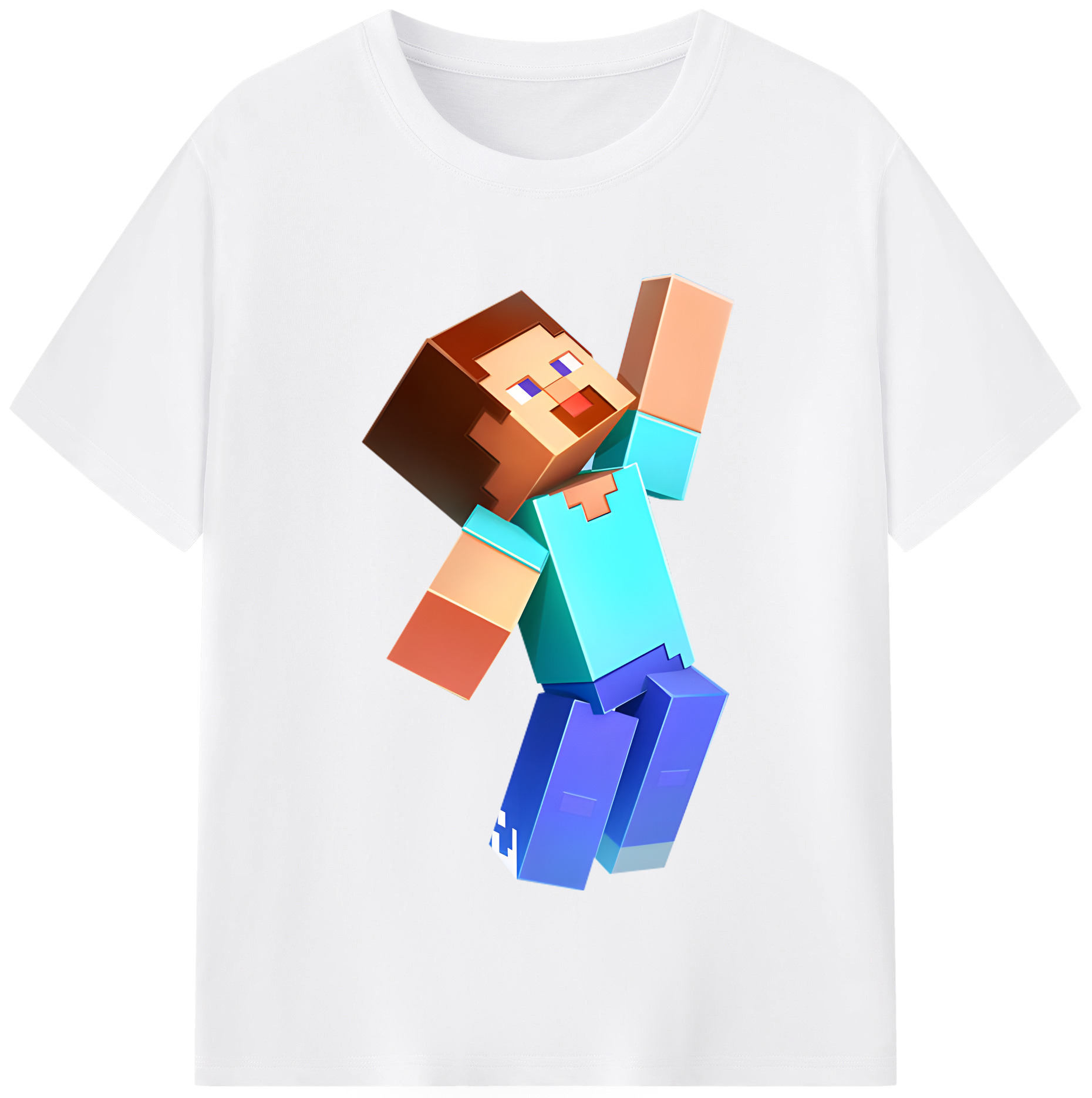 （画像用） マインクラフト ブロックの世界 Minecraft MC Block world 綿100％半袖Tシャツ（フロントプリント）