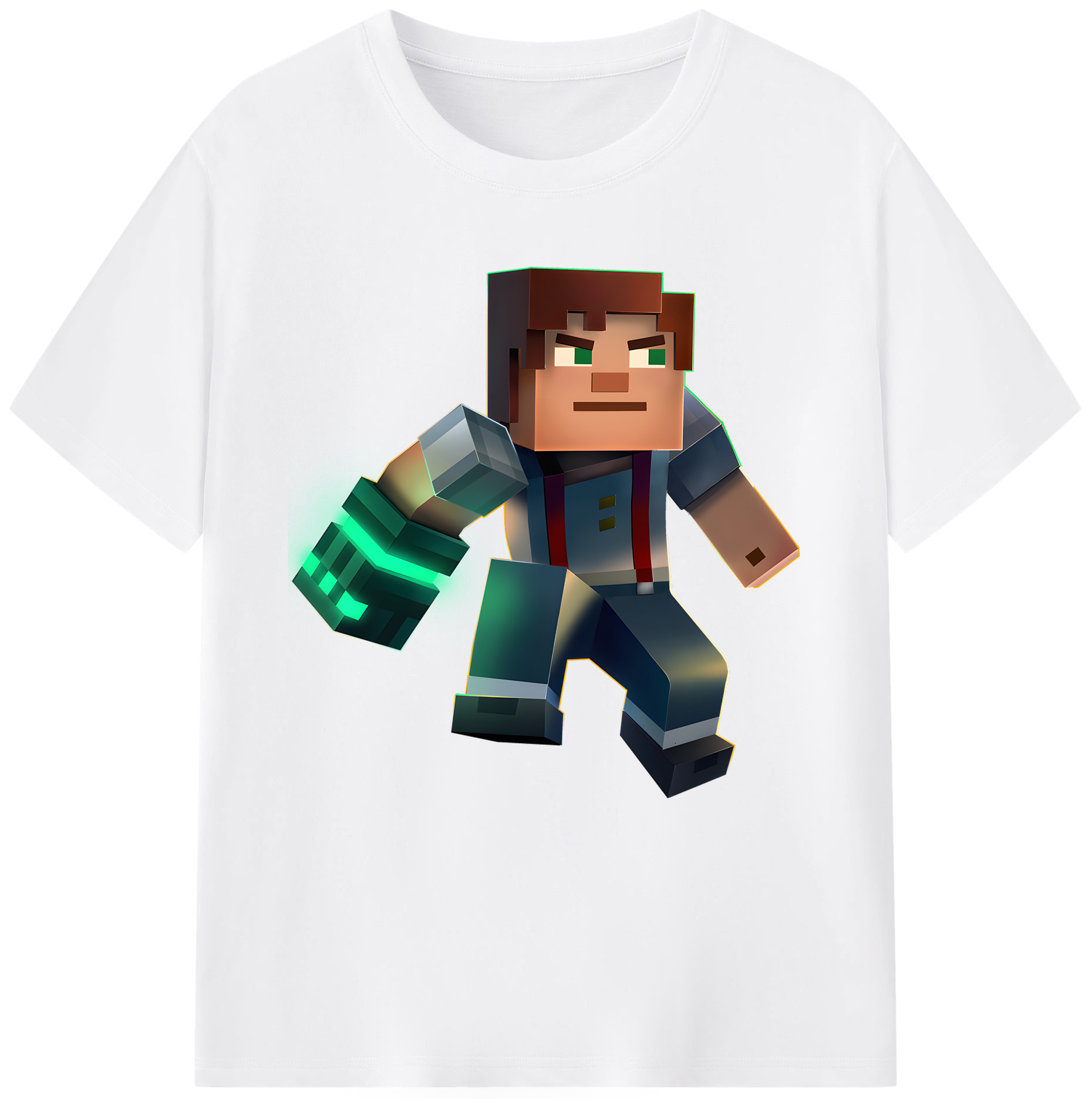 （画像用） マインクラフト ブロックの世界 Minecraft MC Block world 綿100％半袖Tシャツ（フロントプリント）