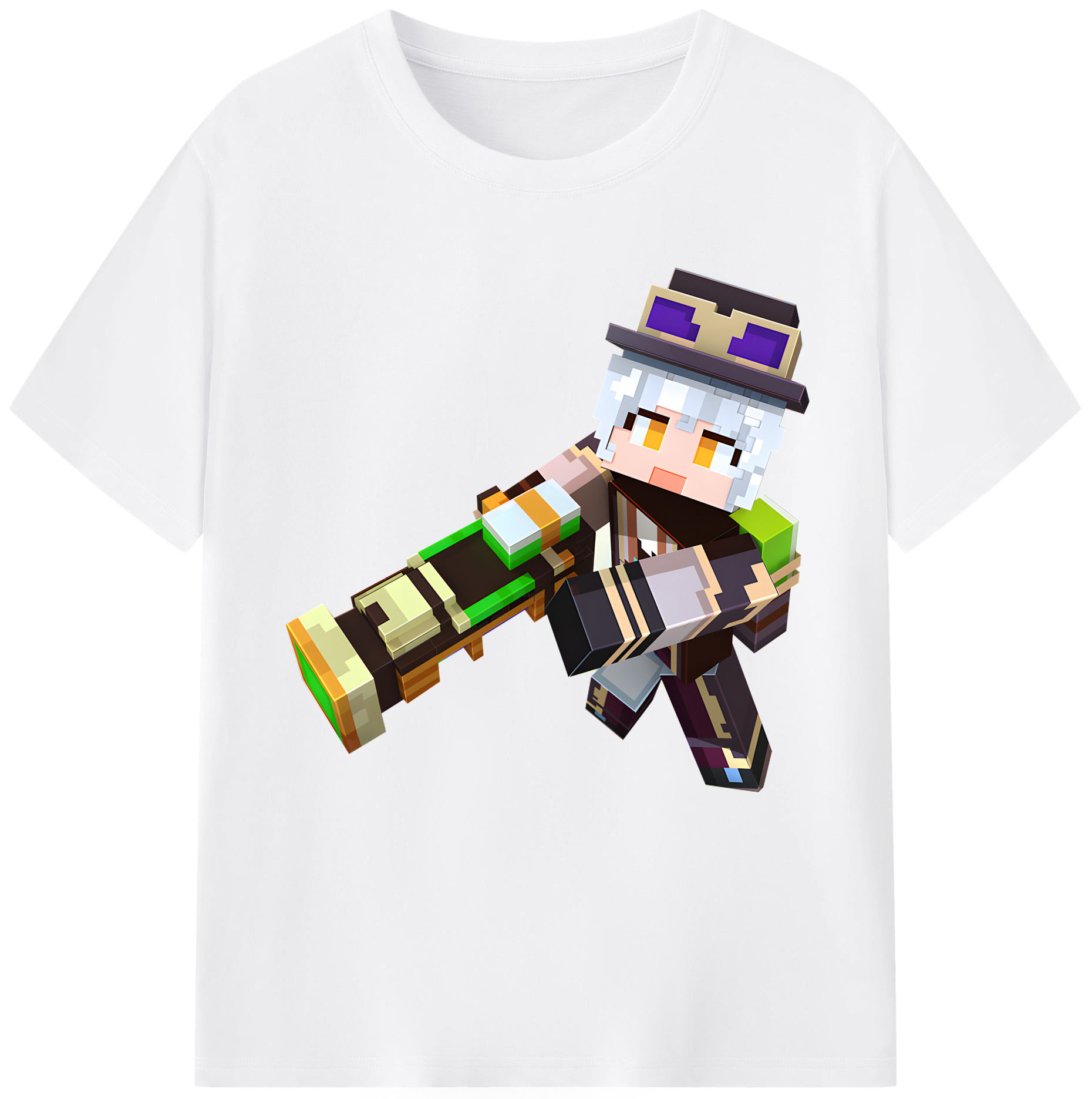 （画像用） マインクラフト ブロックの世界 Minecraft MC Block world 綿100％半袖Tシャツ（フロントプリント）