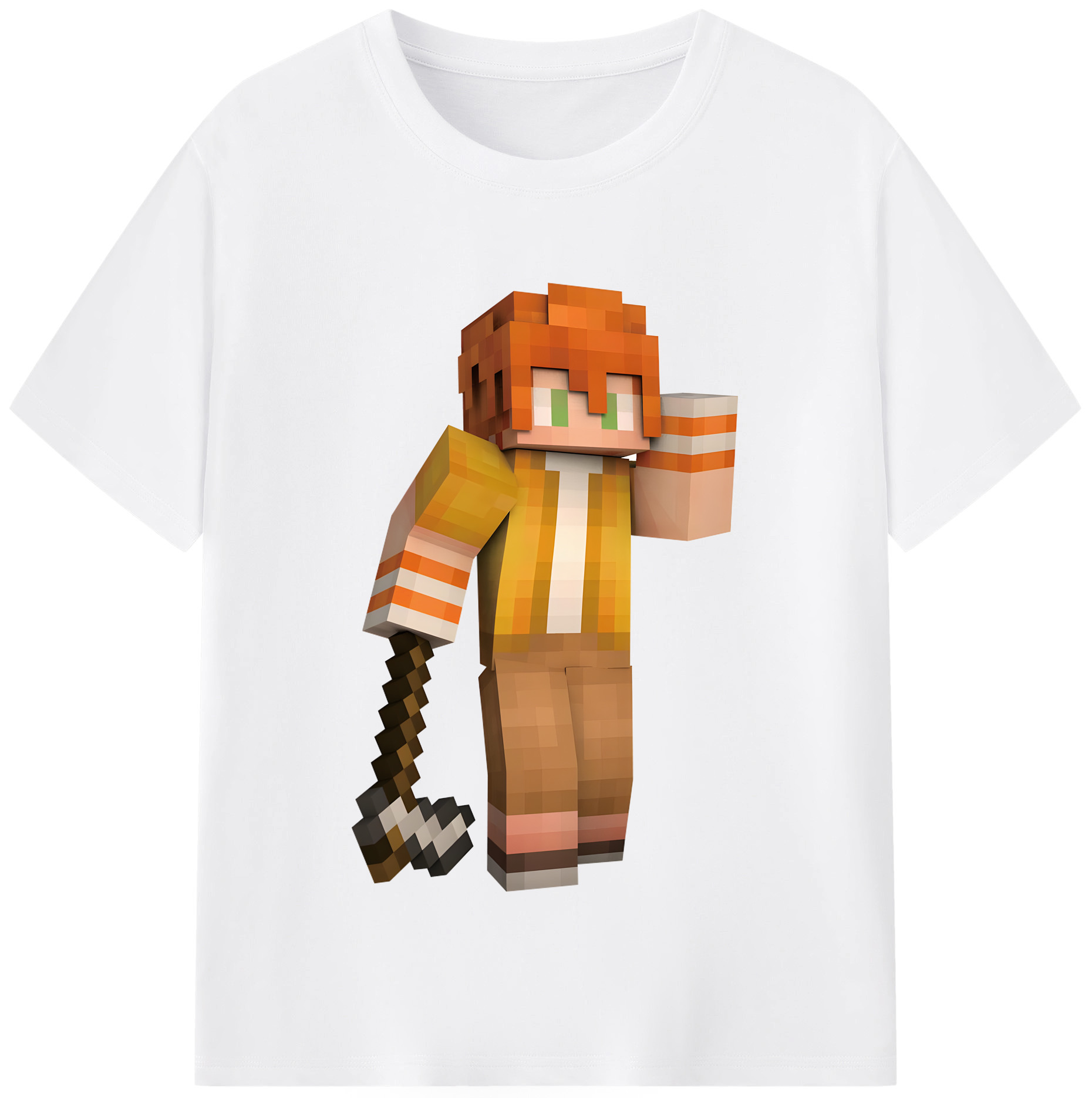 （画像用） マインクラフト ブロックの世界 Minecraft MC Block world 綿100％半袖Tシャツ（フロントプリント）