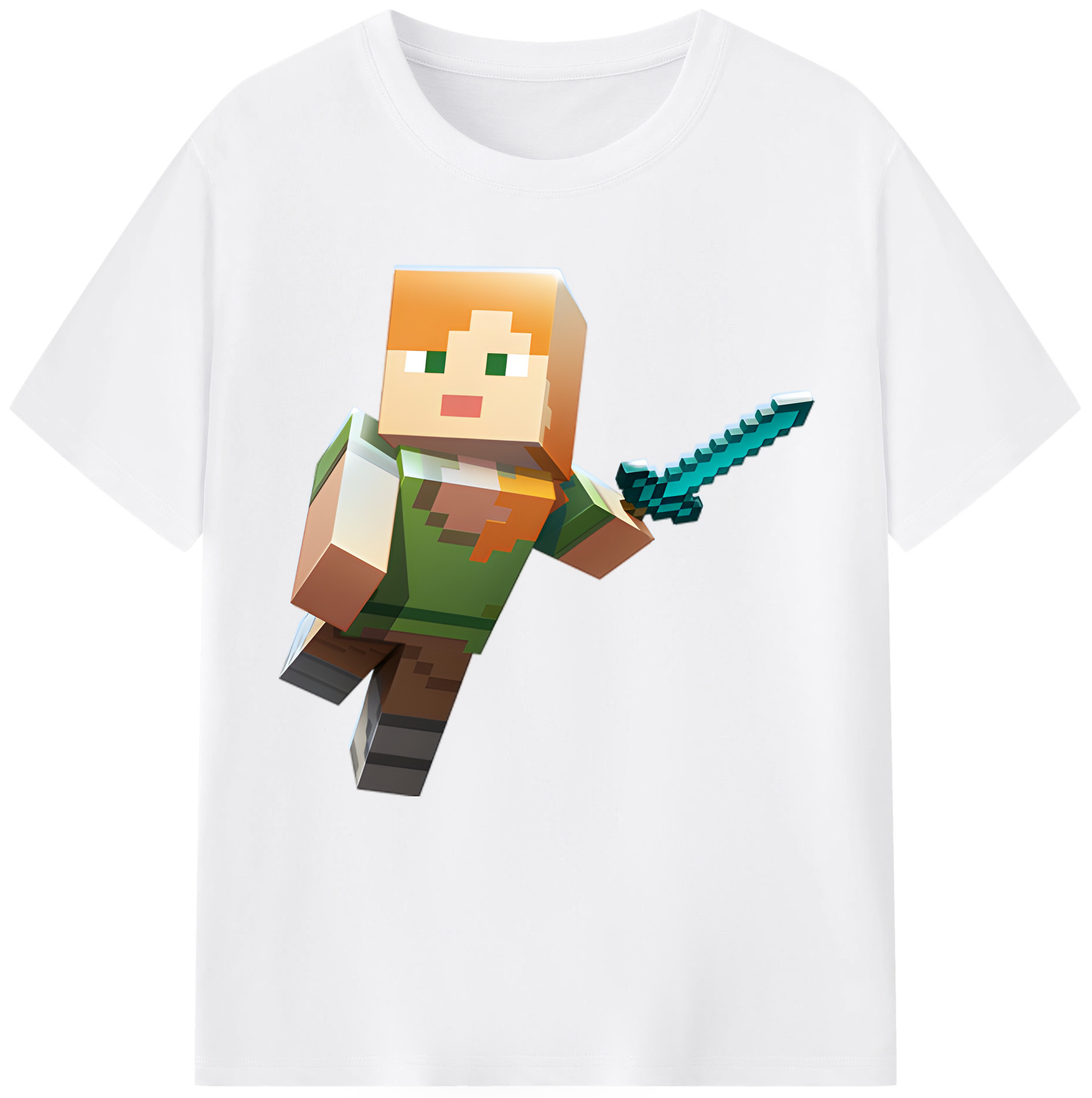 （画像用） マインクラフト ブロックの世界 Minecraft MC Block world 綿100％半袖Tシャツ（フロントプリント）
