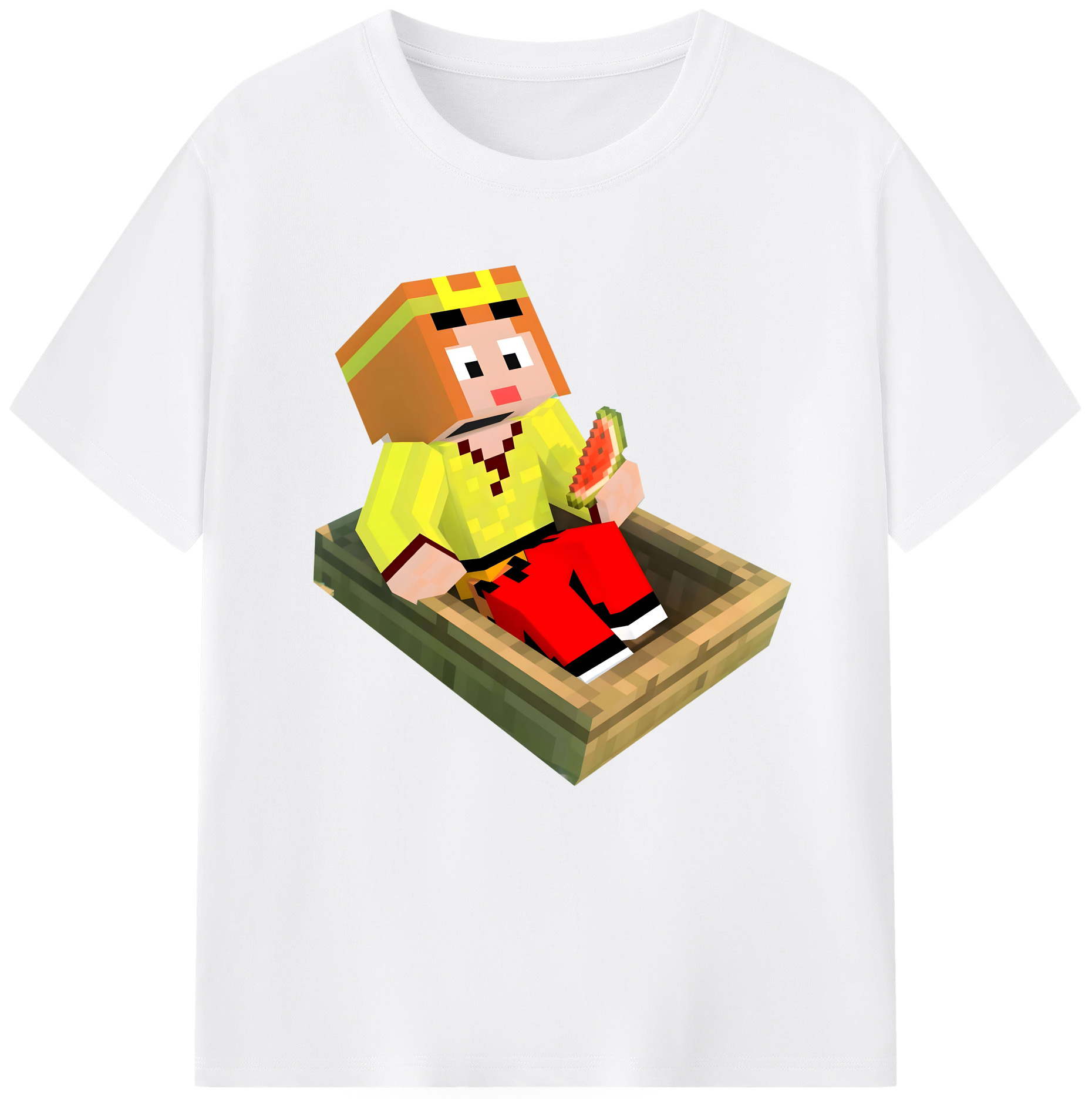 （画像用） マインクラフト ブロックの世界 Minecraft MC Block world 綿100％半袖Tシャツ（フロントプリント）