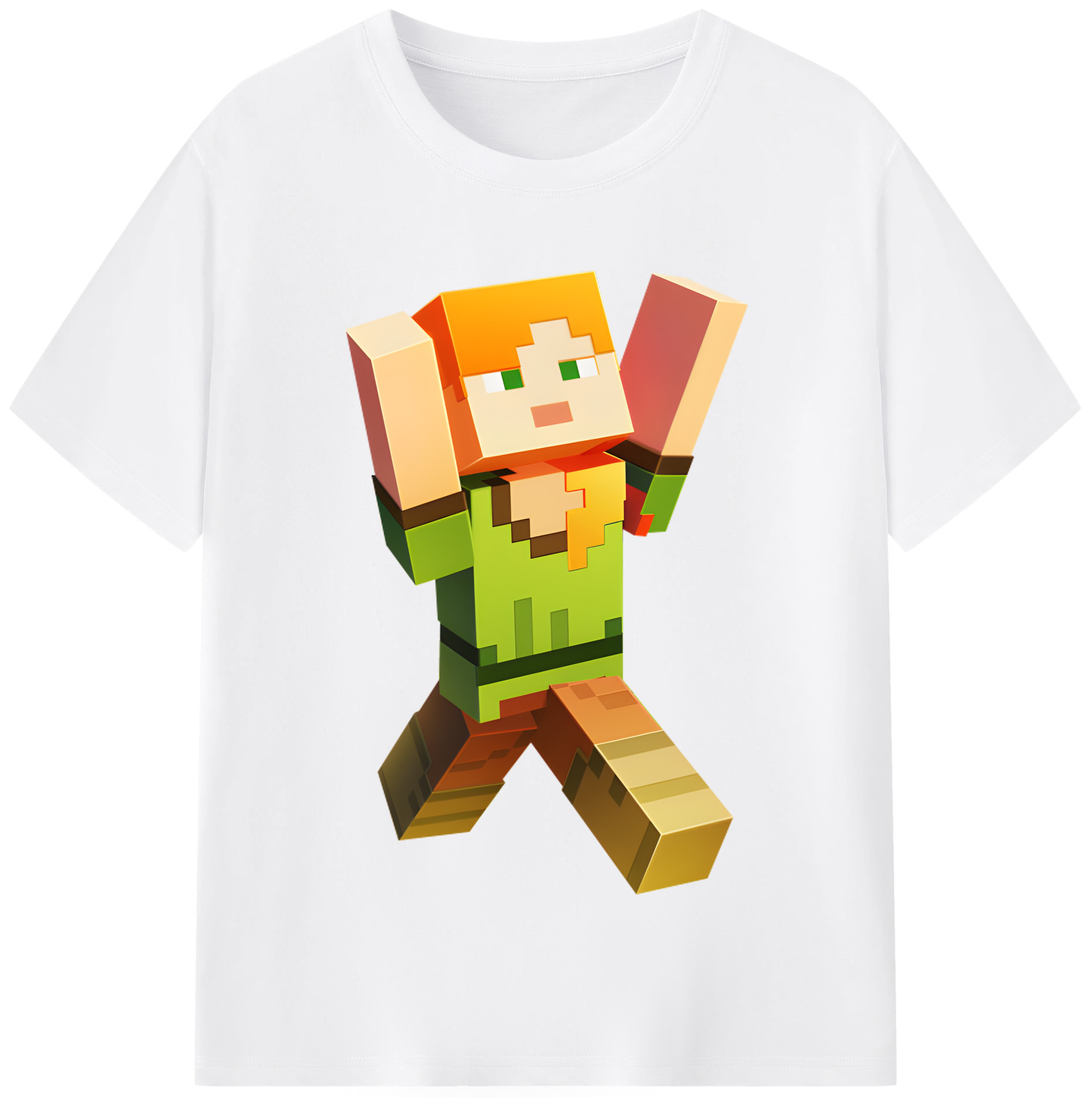 （画像用） マインクラフト ブロックの世界 Minecraft MC Block world 綿100％半袖Tシャツ（フロントプリント）
