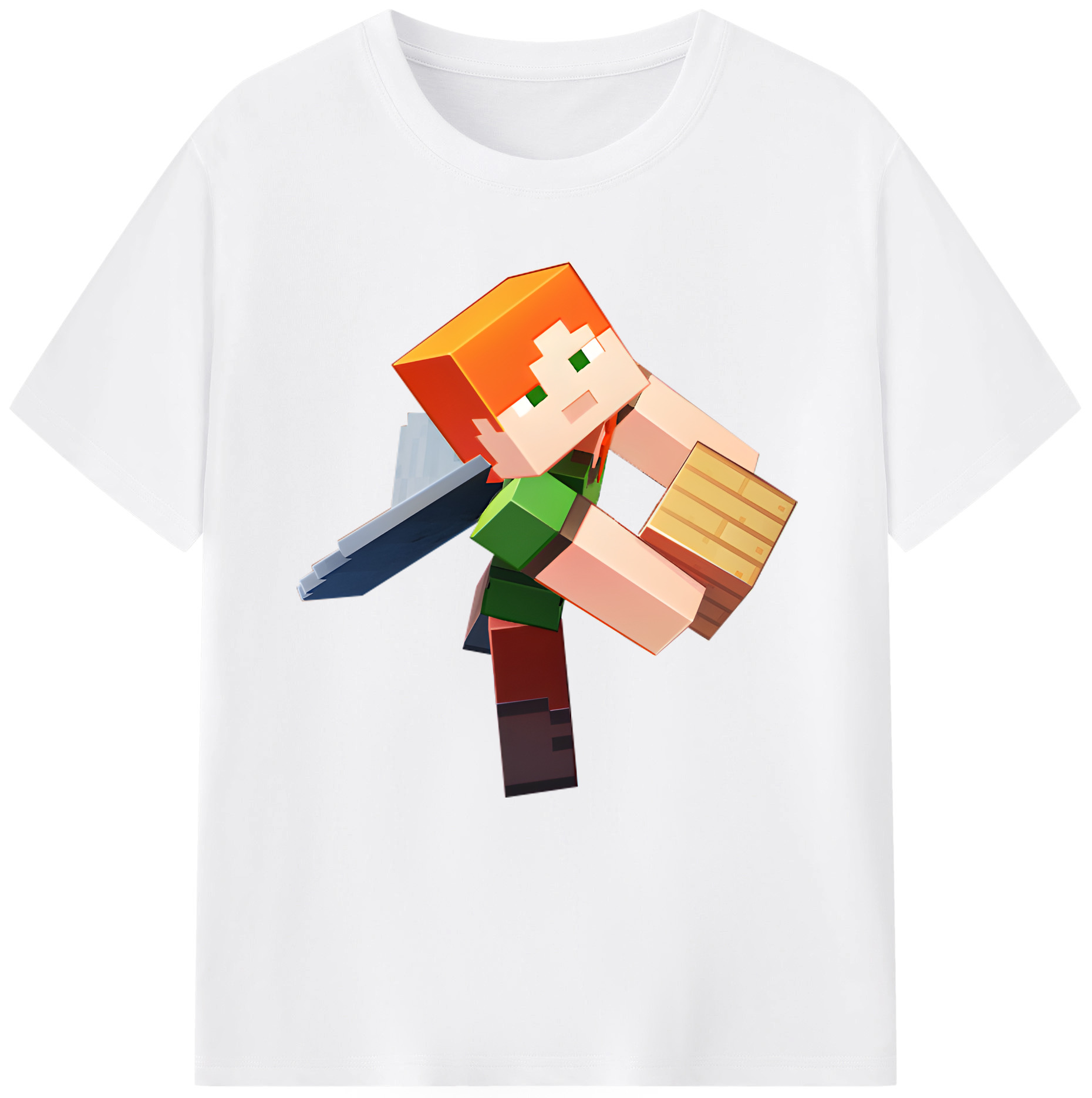 （画像用） マインクラフト ブロックの世界 Minecraft MC Block world 綿100％半袖Tシャツ（フロントプリント）