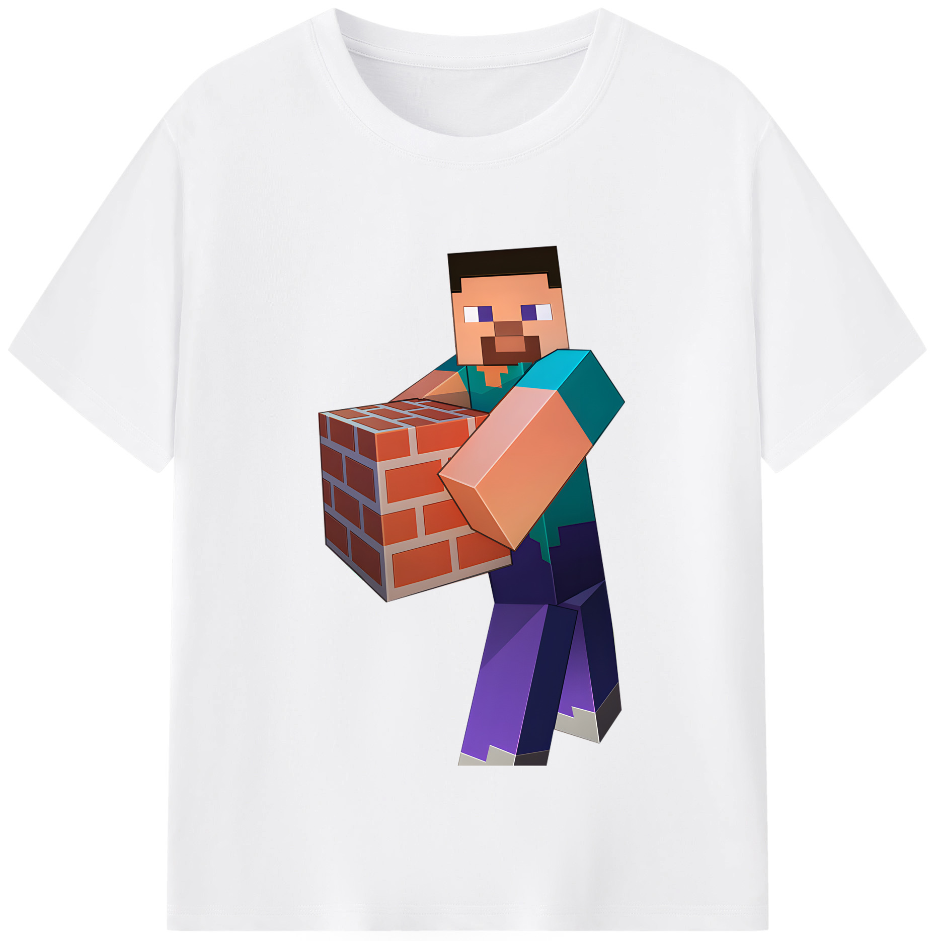 （画像用） マインクラフト ブロックの世界 Minecraft MC Block world 綿100％半袖Tシャツ（フロントプリント）