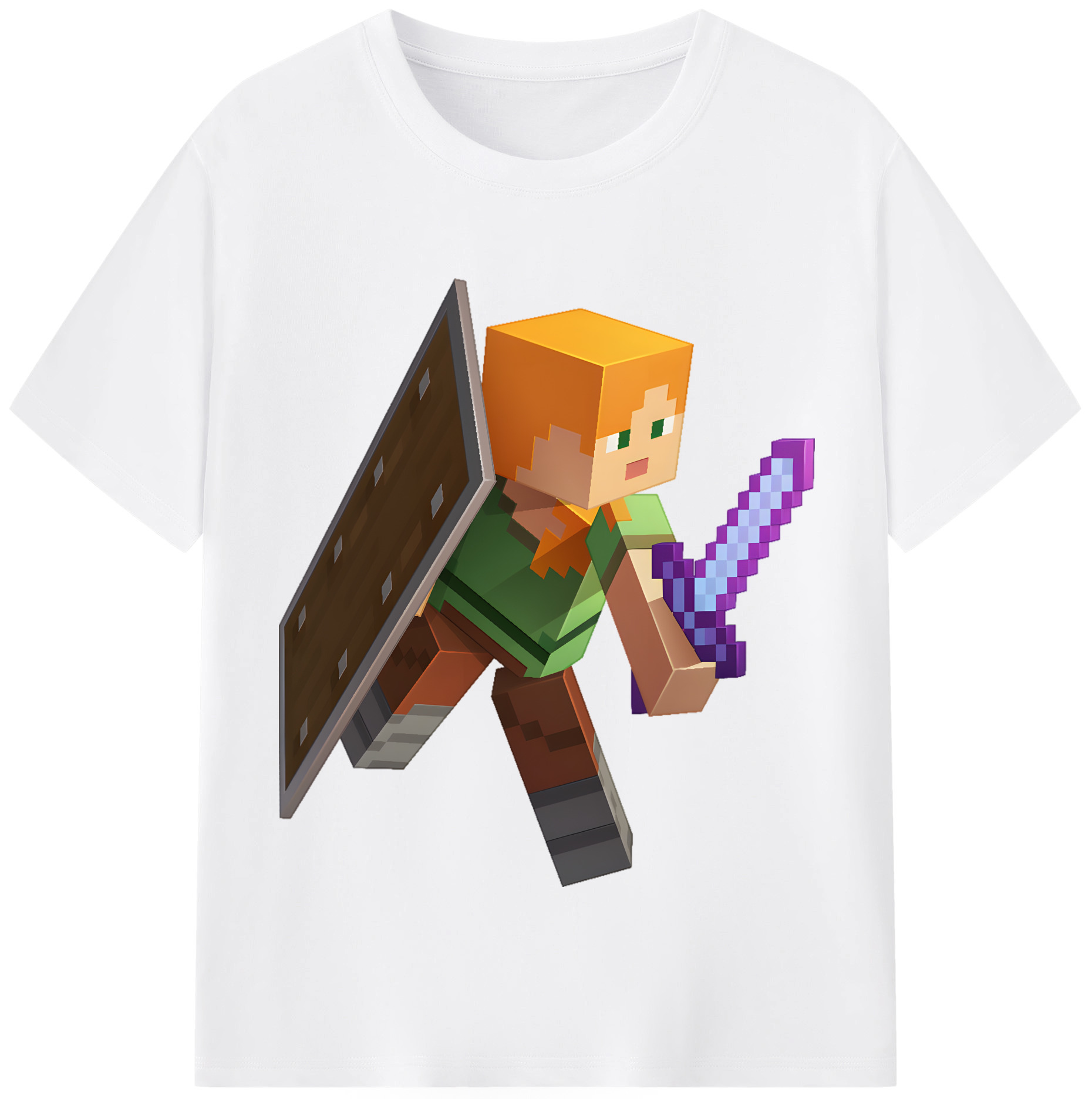 （画像用） マインクラフト ブロックの世界 Minecraft MC Block world 綿100％半袖Tシャツ（フロントプリント）