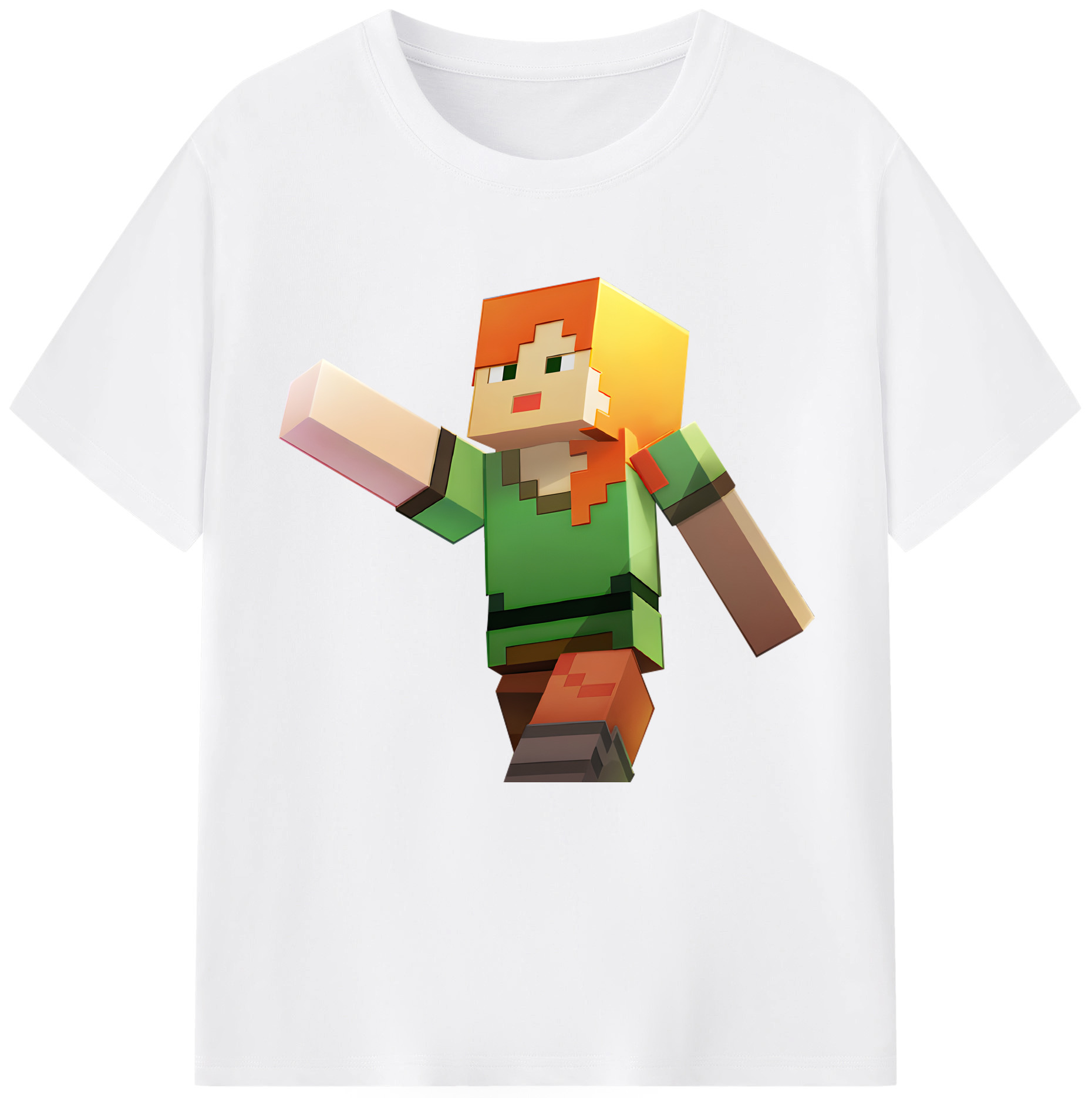 （画像用） マインクラフト ブロックの世界 Minecraft MC Block world 綿100％半袖Tシャツ（フロントプリント）