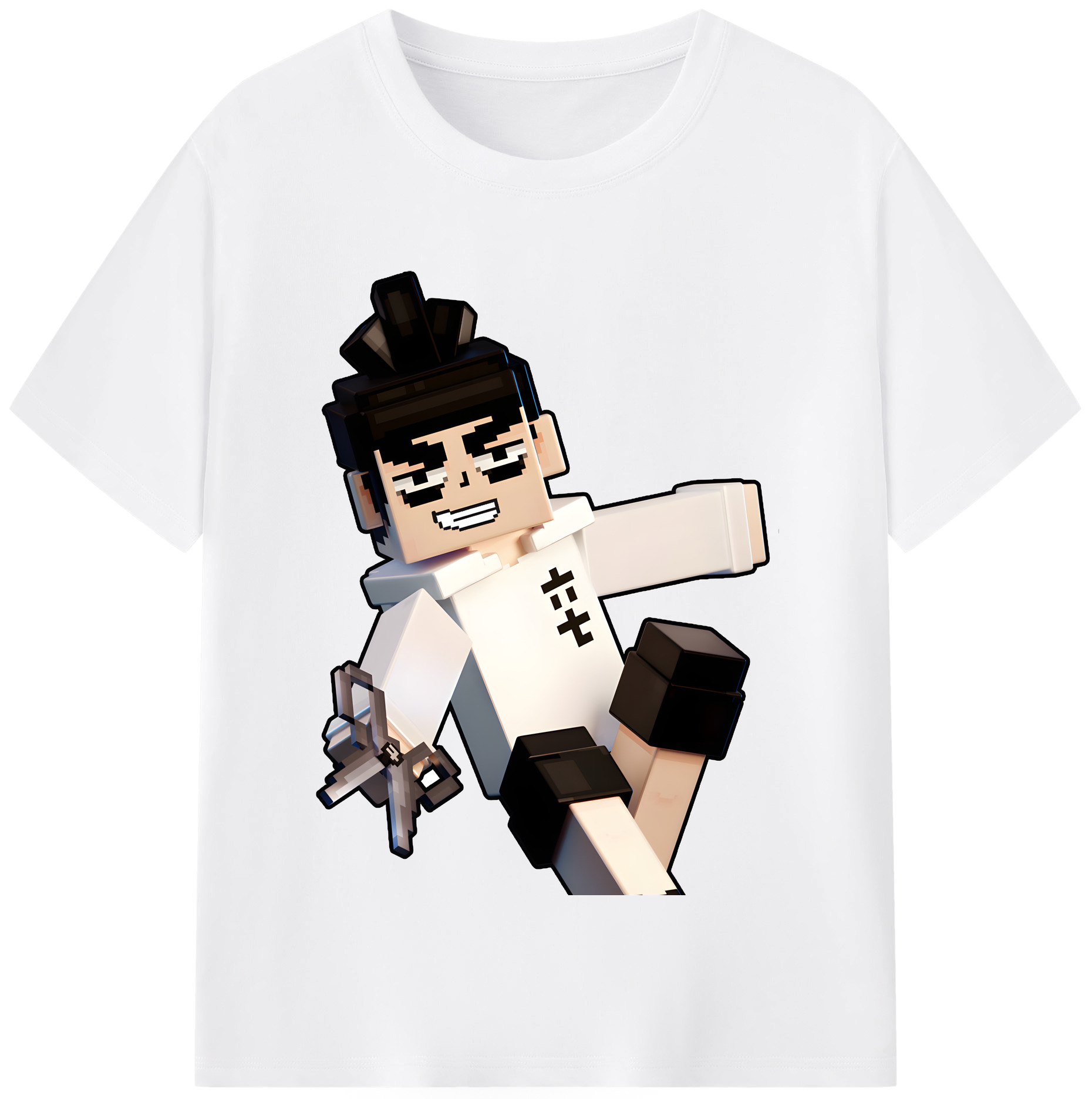 （画像用） マインクラフト ブロックの世界 Minecraft MC Block world 綿100％半袖Tシャツ（フロントプリント）