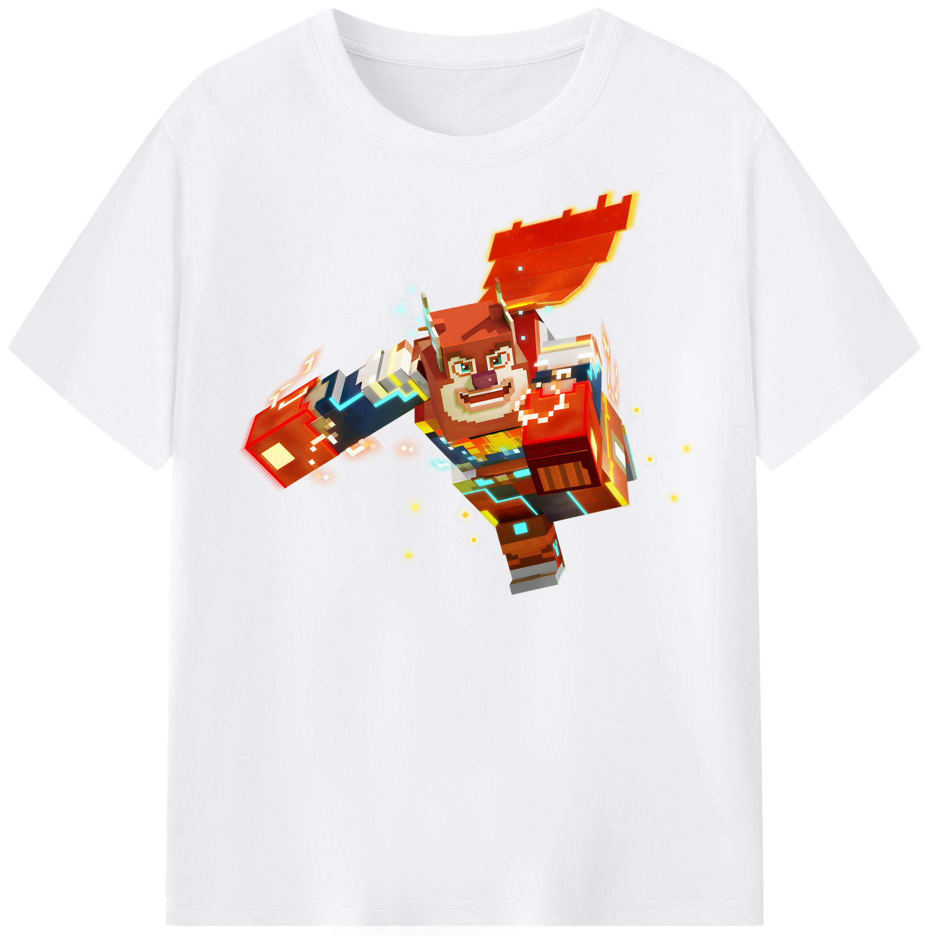 （画像用） マインクラフト ブロックの世界 Minecraft MC Block world 綿100％半袖Tシャツ（フロントプリント）
