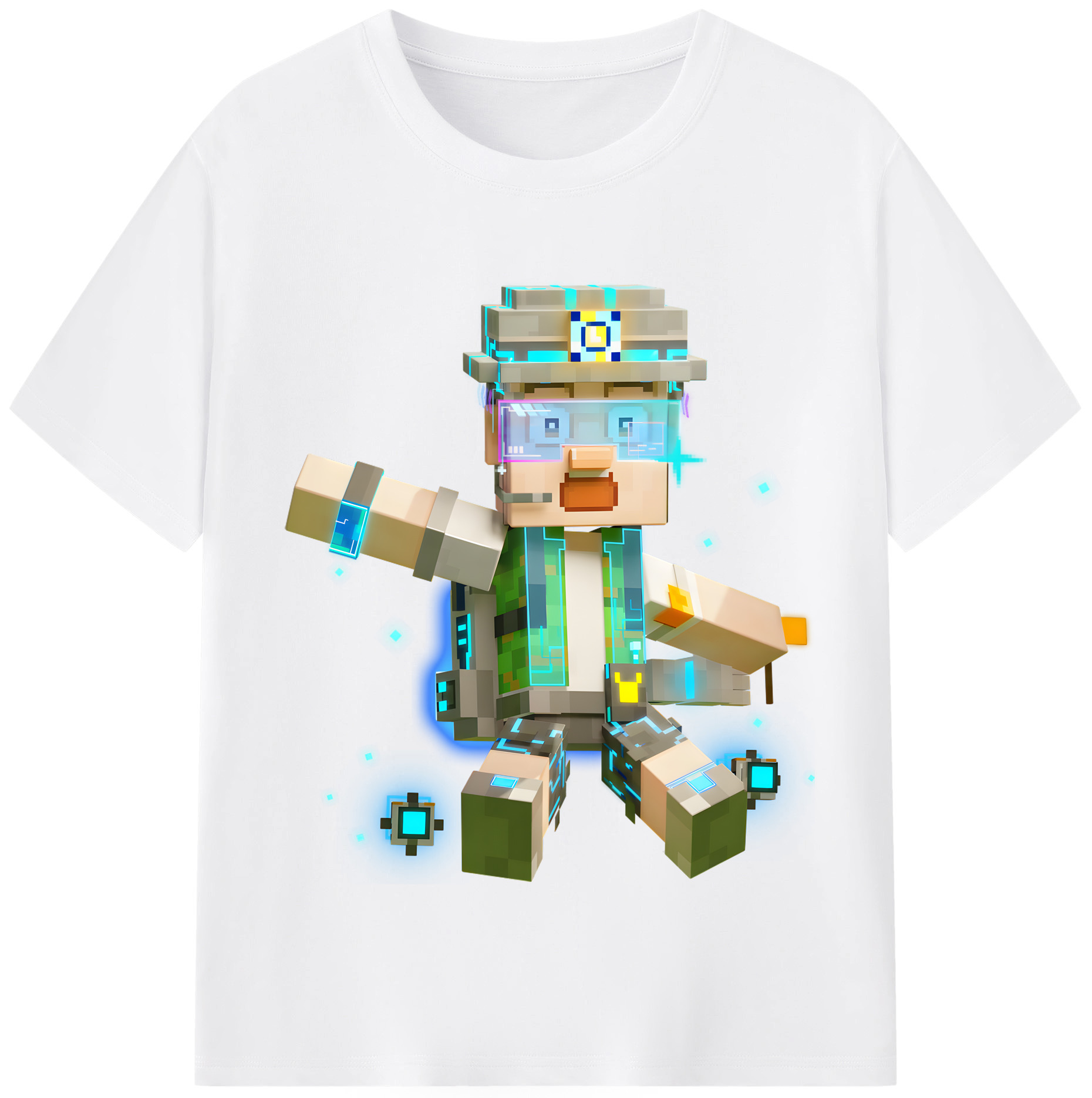 （画像用） マインクラフト ブロックの世界 Minecraft MC Block world 綿100％半袖Tシャツ（フロントプリント）