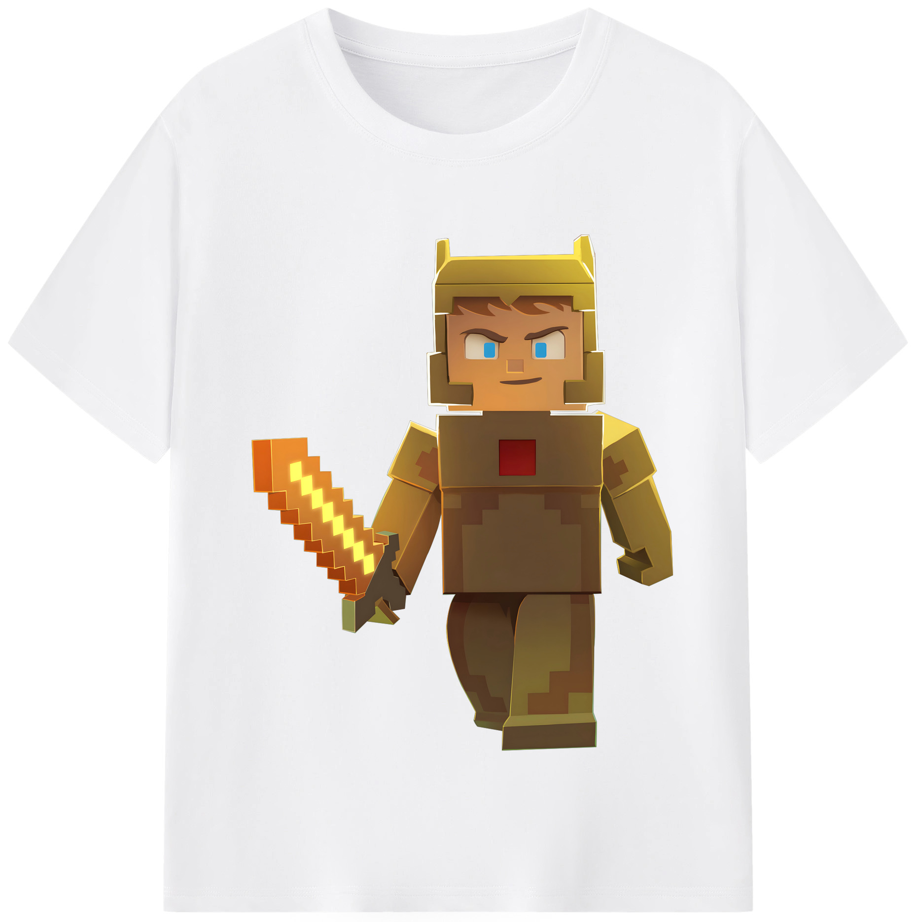 （画像用） マインクラフト ブロックの世界 Minecraft MC Block world 綿100％半袖Tシャツ（フロントプリント）