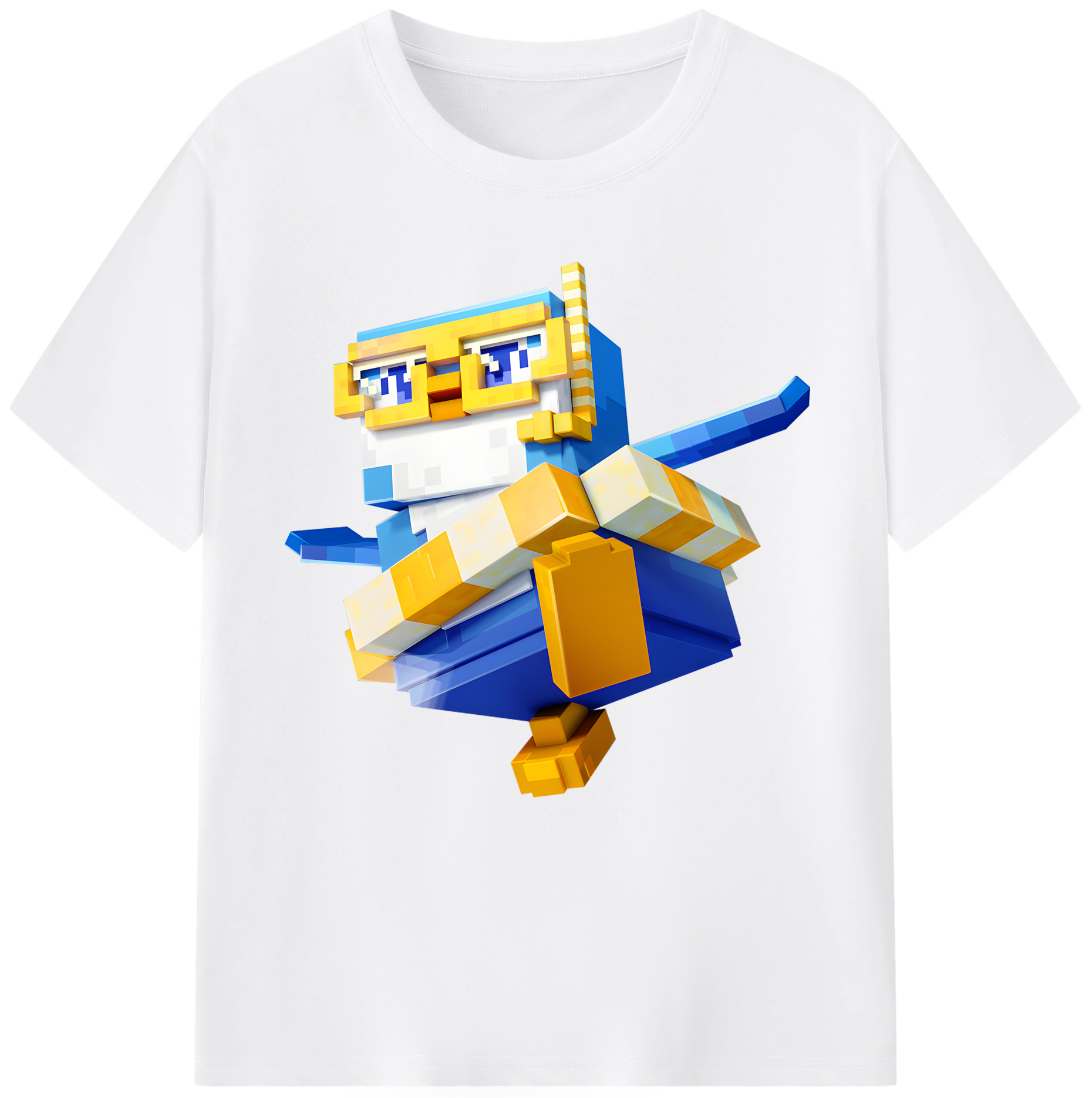 （画像用） マインクラフト ブロックの世界 Minecraft MC Block world 綿100％半袖Tシャツ（フロントプリント）