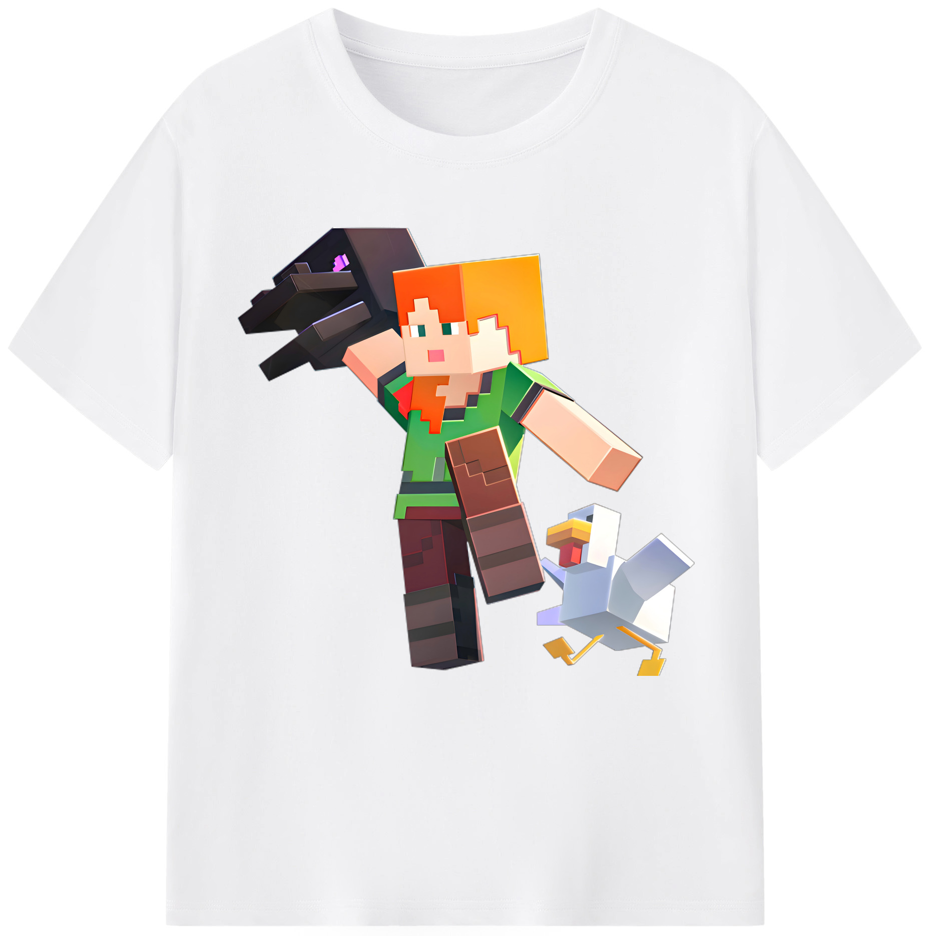 （画像用） マインクラフト ブロックの世界 Minecraft MC Block world 綿100％半袖Tシャツ（フロントプリント）