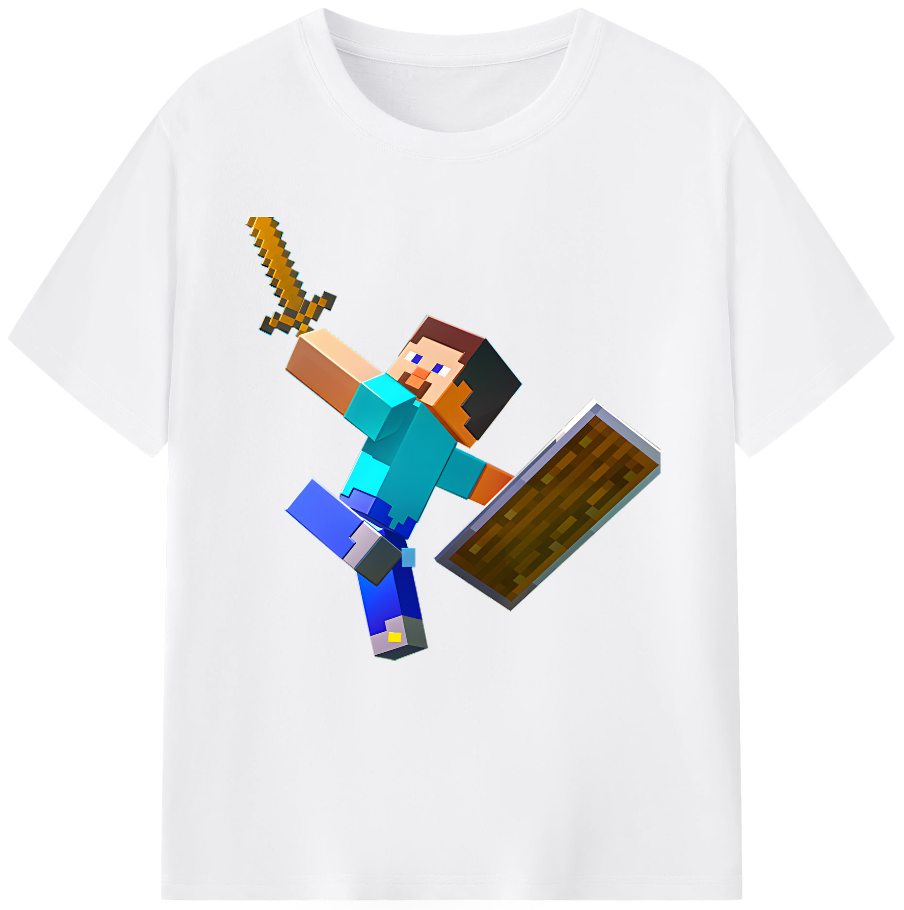 （画像用） マインクラフト ブロックの世界 Minecraft MC Block world 綿100％半袖Tシャツ（フロントプリント）