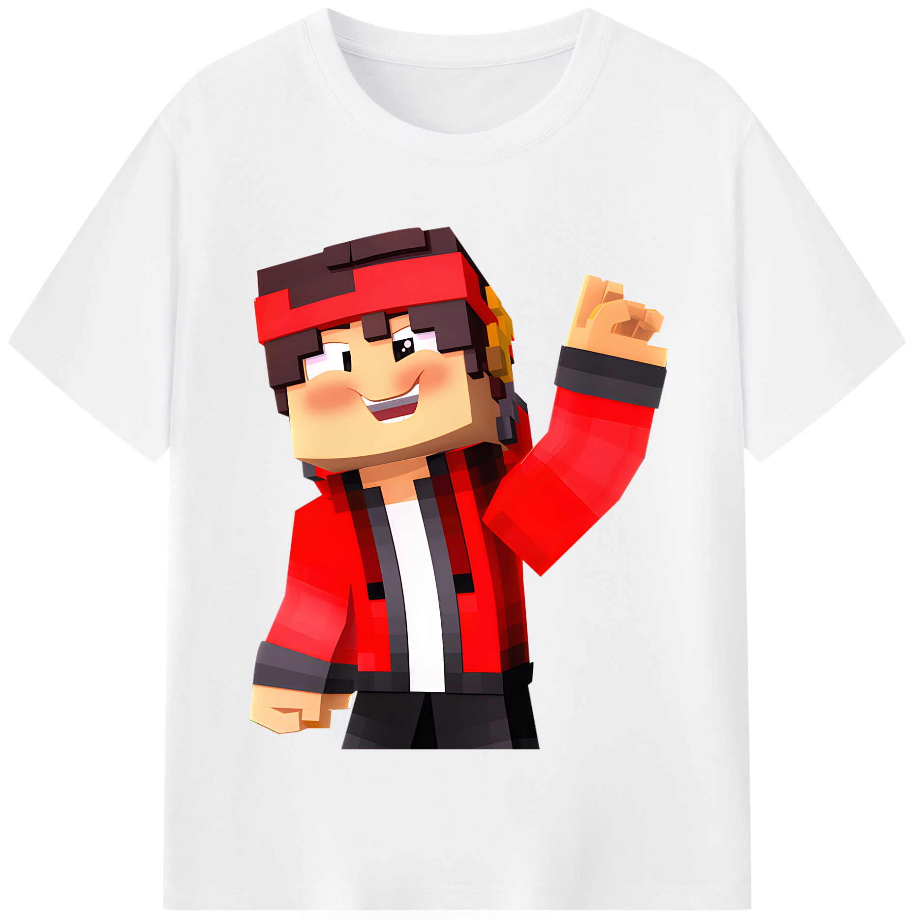（画像用） マインクラフト ブロックの世界 Minecraft MC Block world 綿100％半袖Tシャツ（フロントプリント）