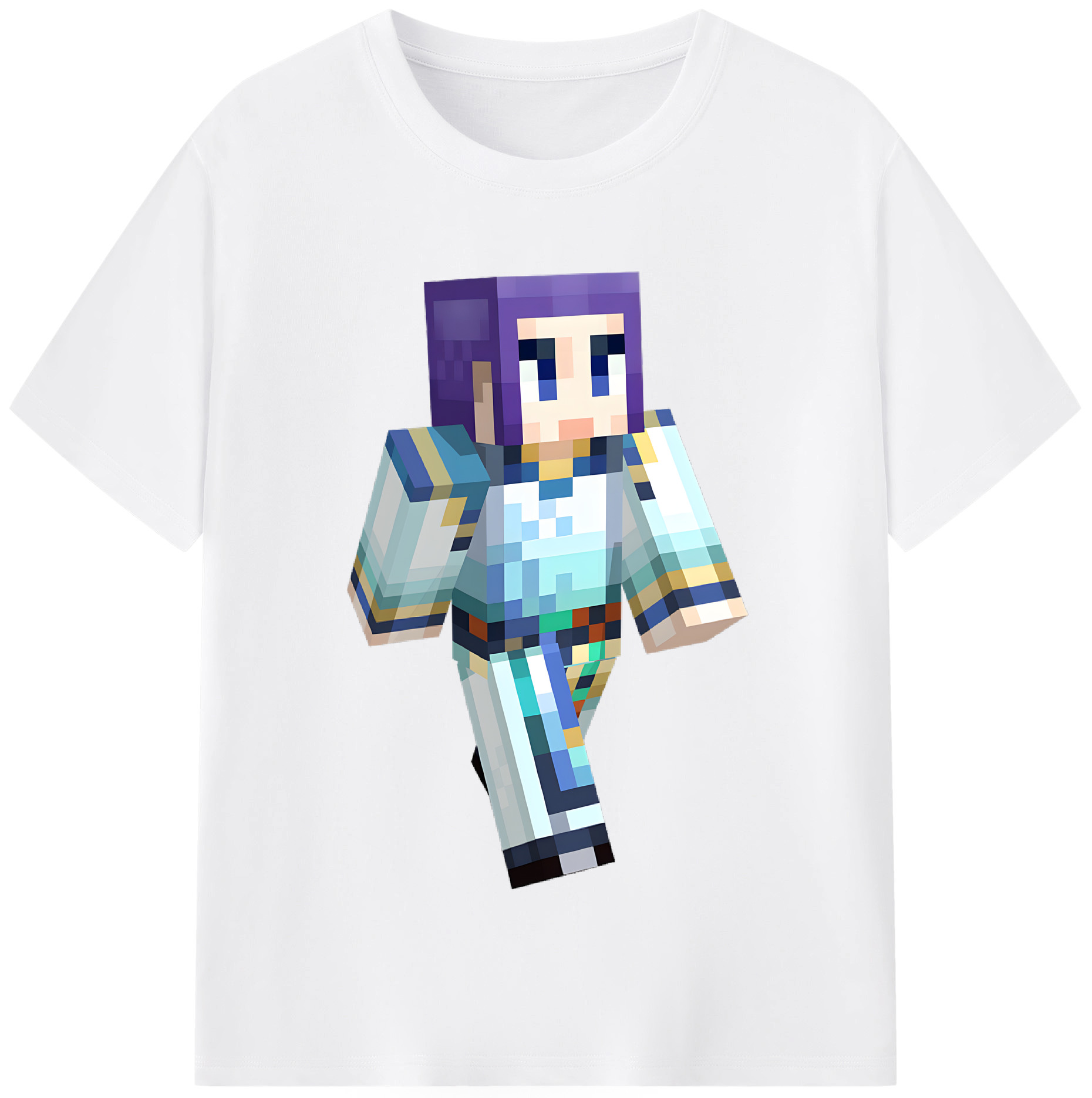 （画像用） マインクラフト ブロックの世界 Minecraft MC Block world 綿100％半袖Tシャツ（フロントプリント）