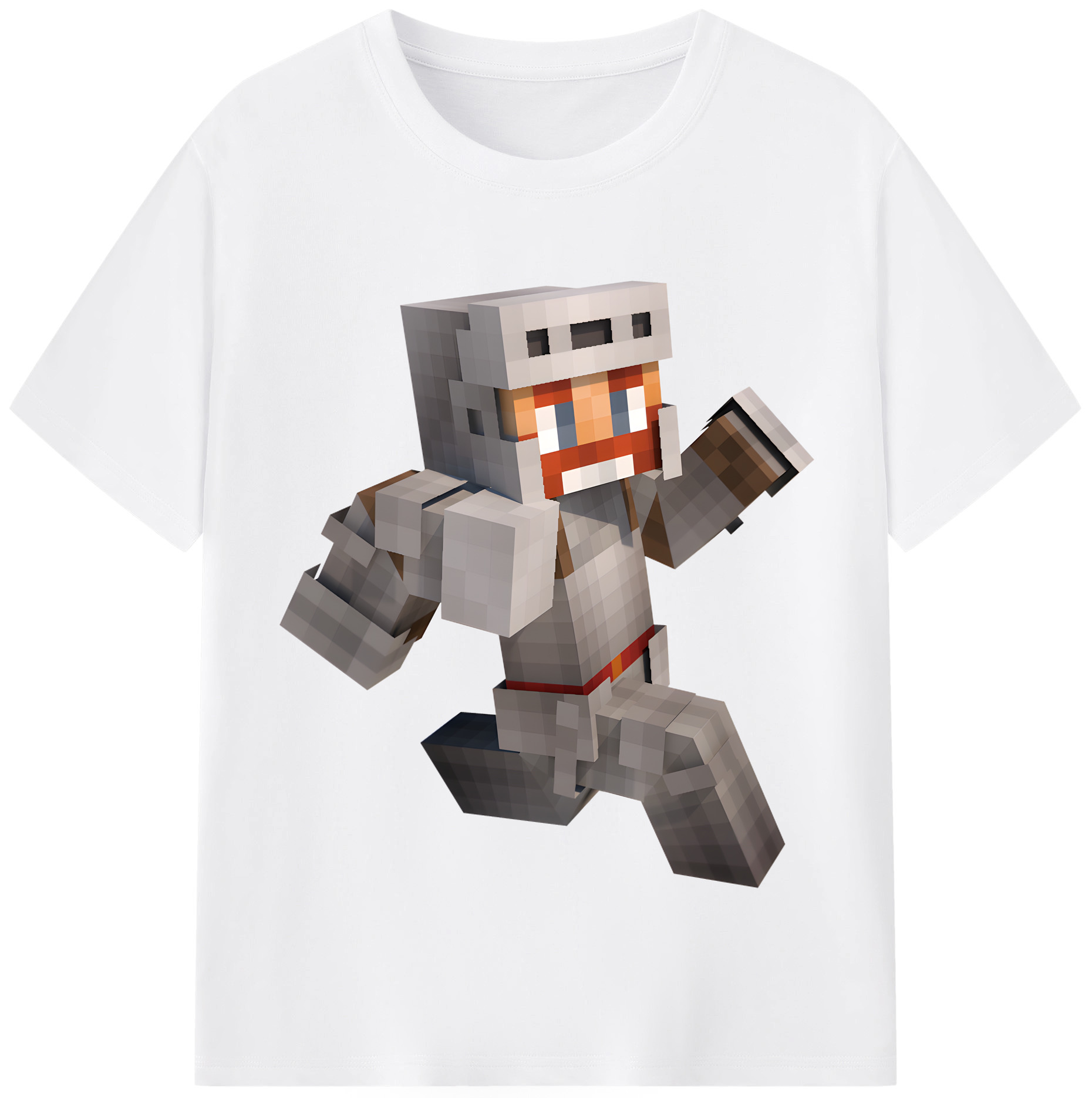 （画像用） マインクラフト ブロックの世界 Minecraft MC Block world 綿100％半袖Tシャツ（フロントプリント）