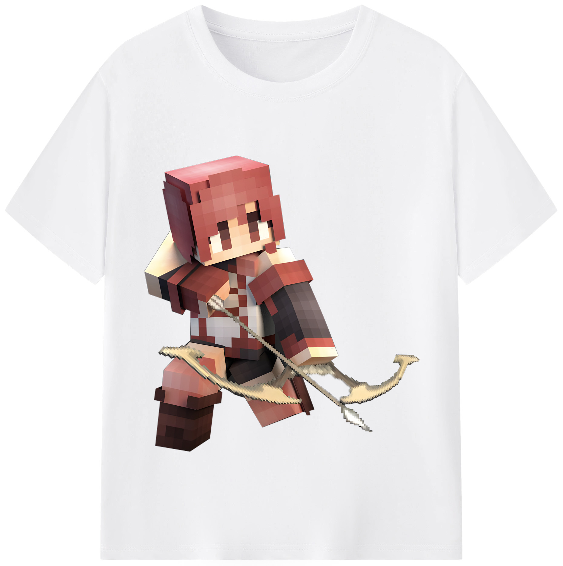 （画像用） マインクラフト ブロックの世界 Minecraft MC Block world 綿100％半袖Tシャツ（フロントプリント）