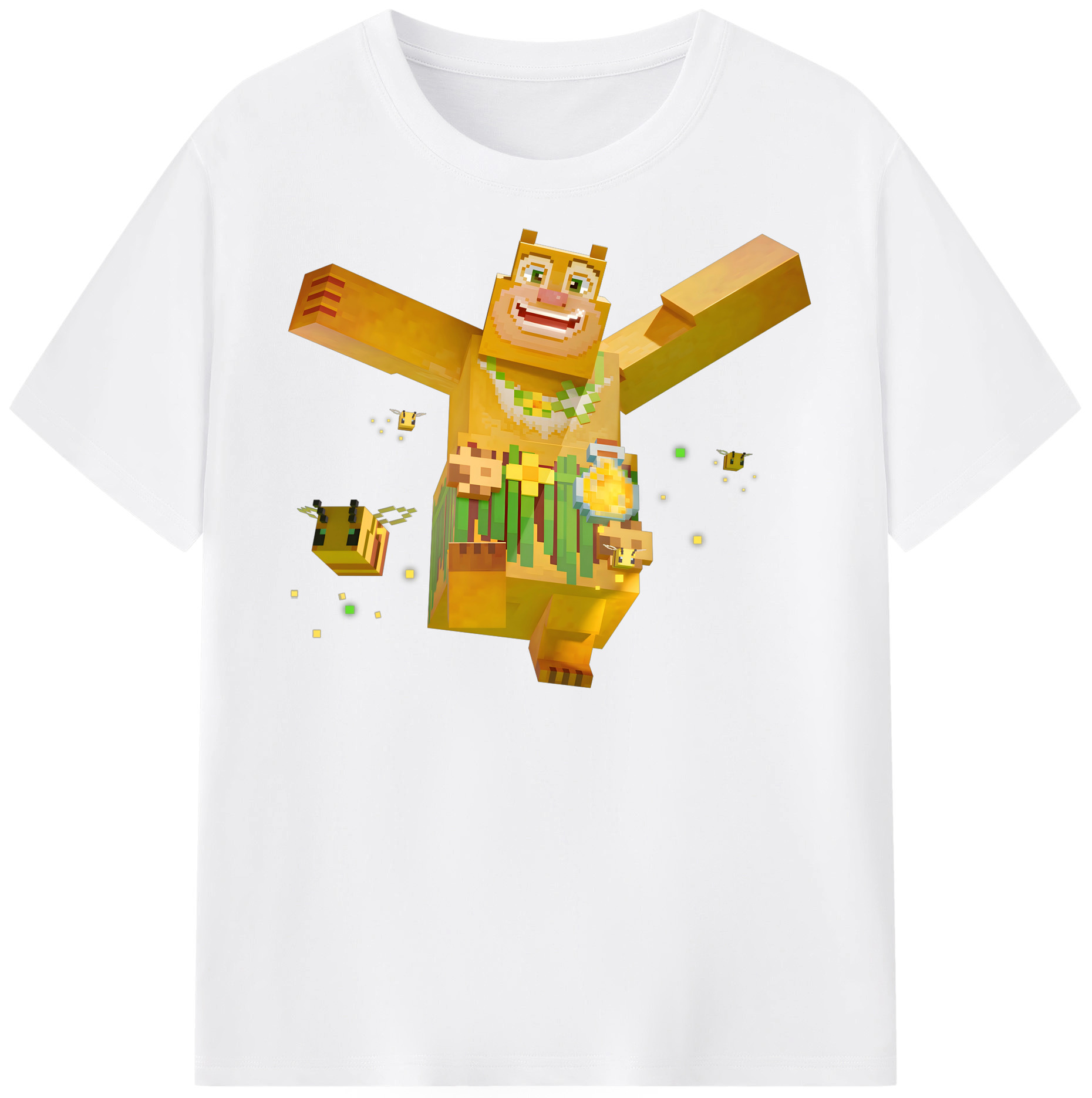 （画像用） マインクラフト ブロックの世界 Minecraft MC Block world 綿100％半袖Tシャツ（フロントプリント）