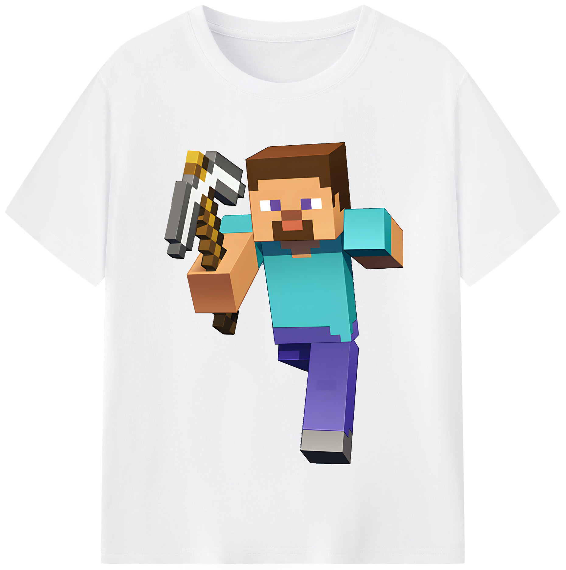 （画像用） マインクラフト ブロックの世界 Minecraft MC Block world 綿100％半袖Tシャツ（フロントプリント）