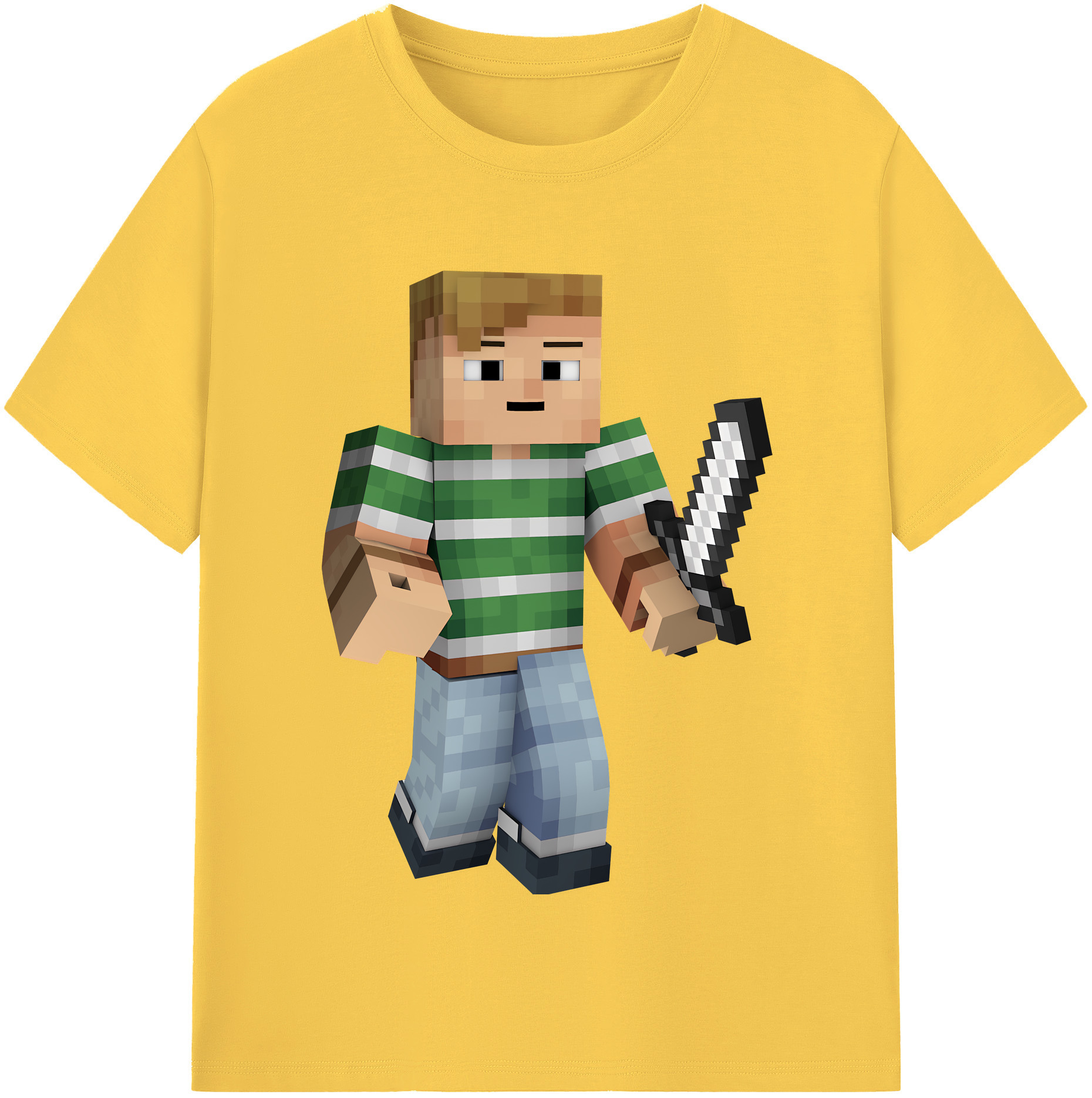 （画像用） マインクラフト ブロックの世界 Minecraft MC Block world 綿100％半袖Tシャツ（フロントプリント）