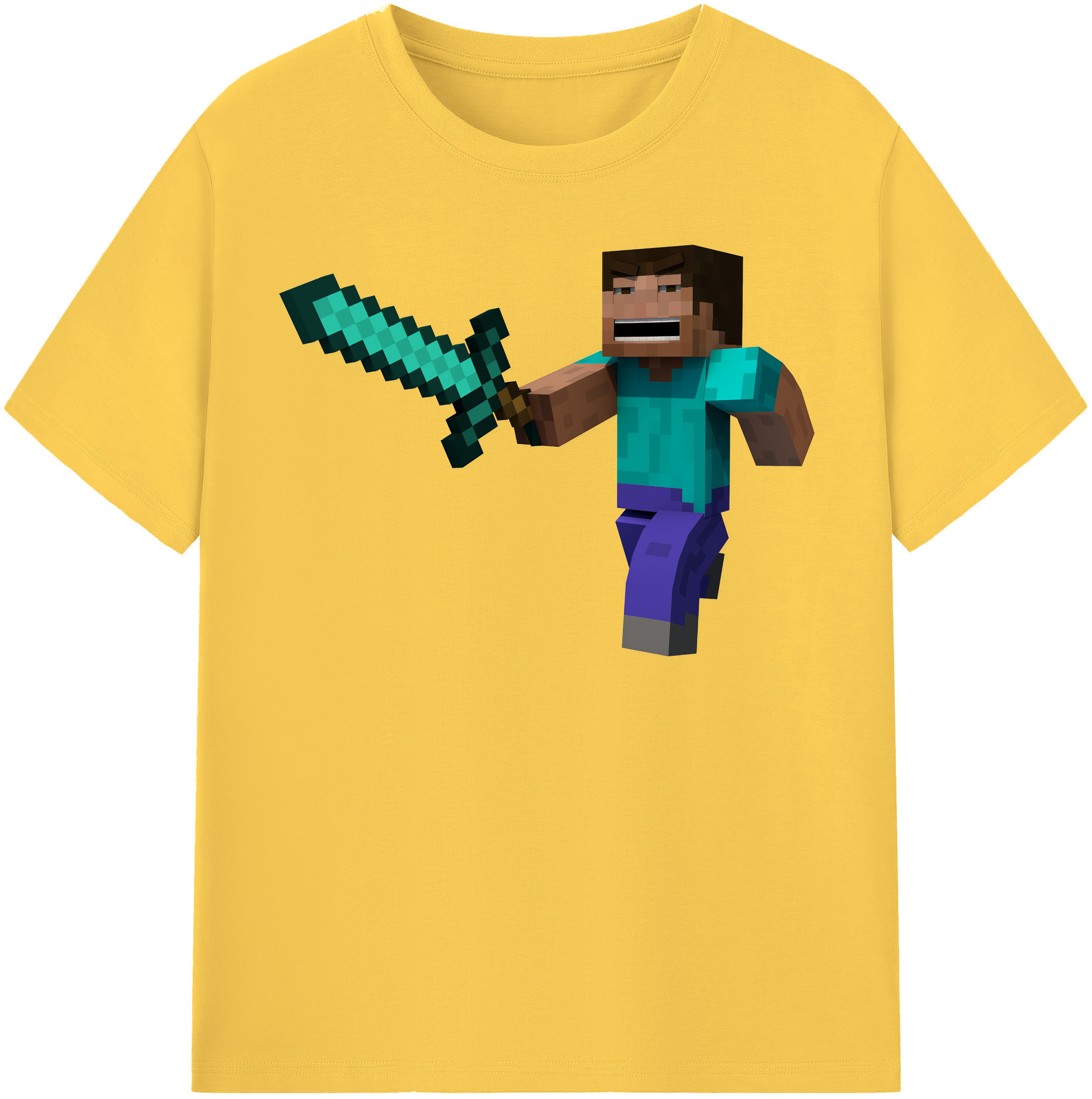 （画像用） マインクラフト ブロックの世界 Minecraft MC Block world 綿100％半袖Tシャツ（フロントプリント）