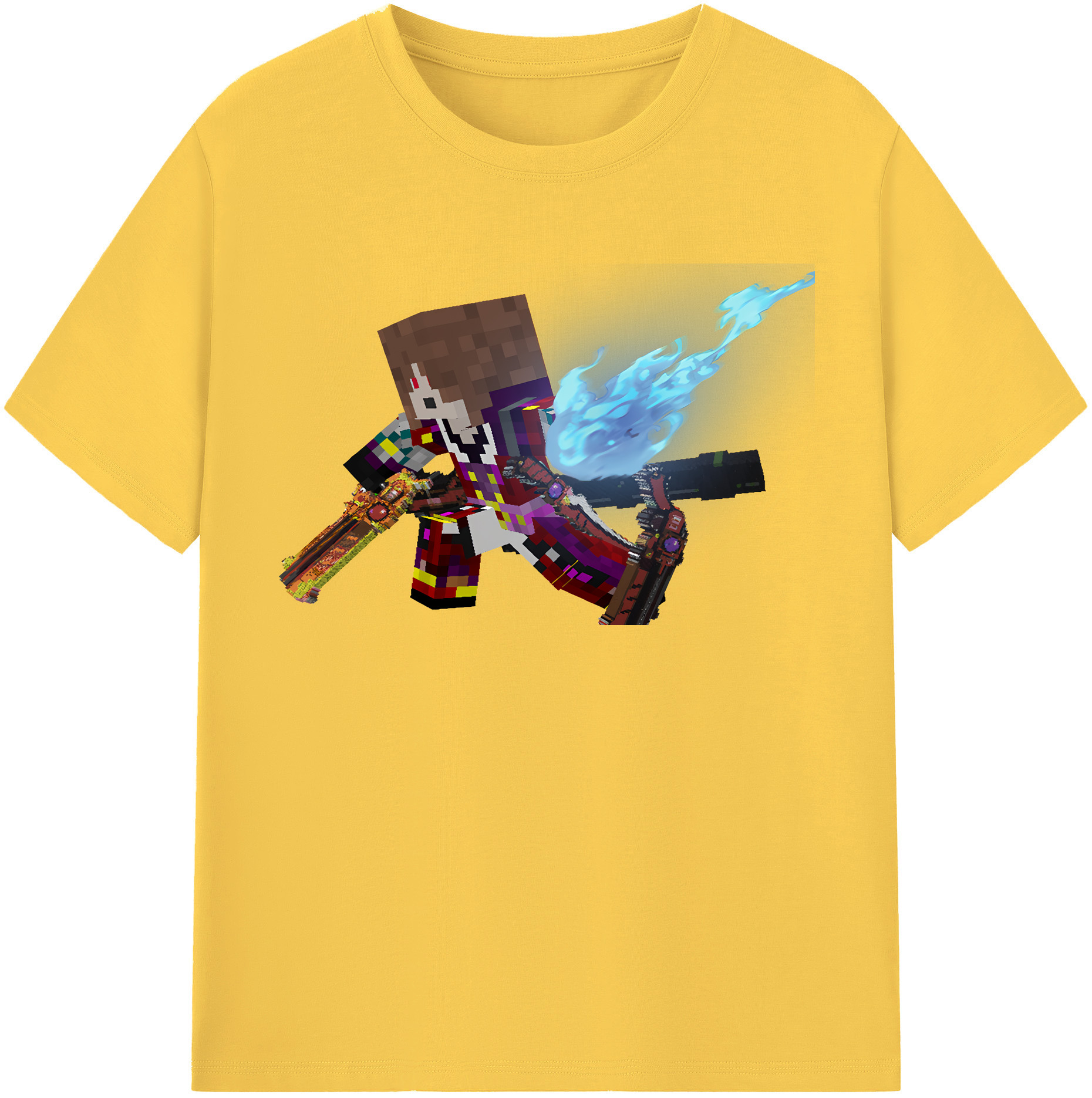（画像用） マインクラフト ブロックの世界 Minecraft MC Block world 綿100％半袖Tシャツ（フロントプリント）