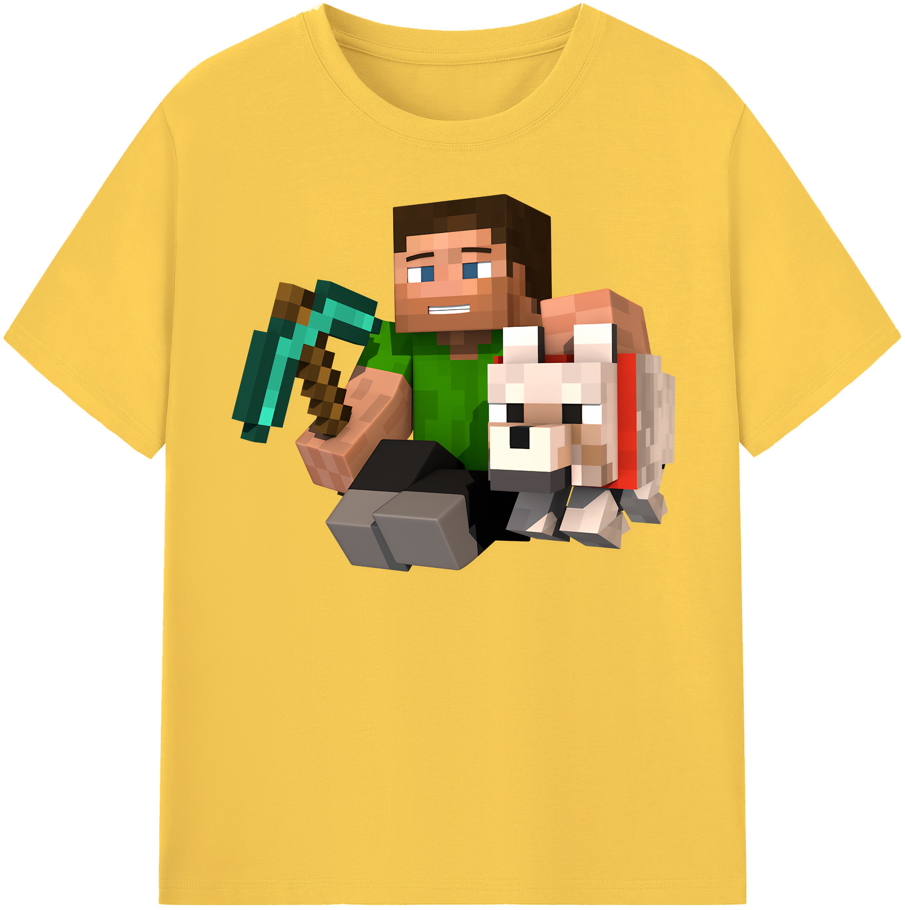 （画像用） マインクラフト ブロックの世界 Minecraft MC Block world 綿100％半袖Tシャツ（フロントプリント）
