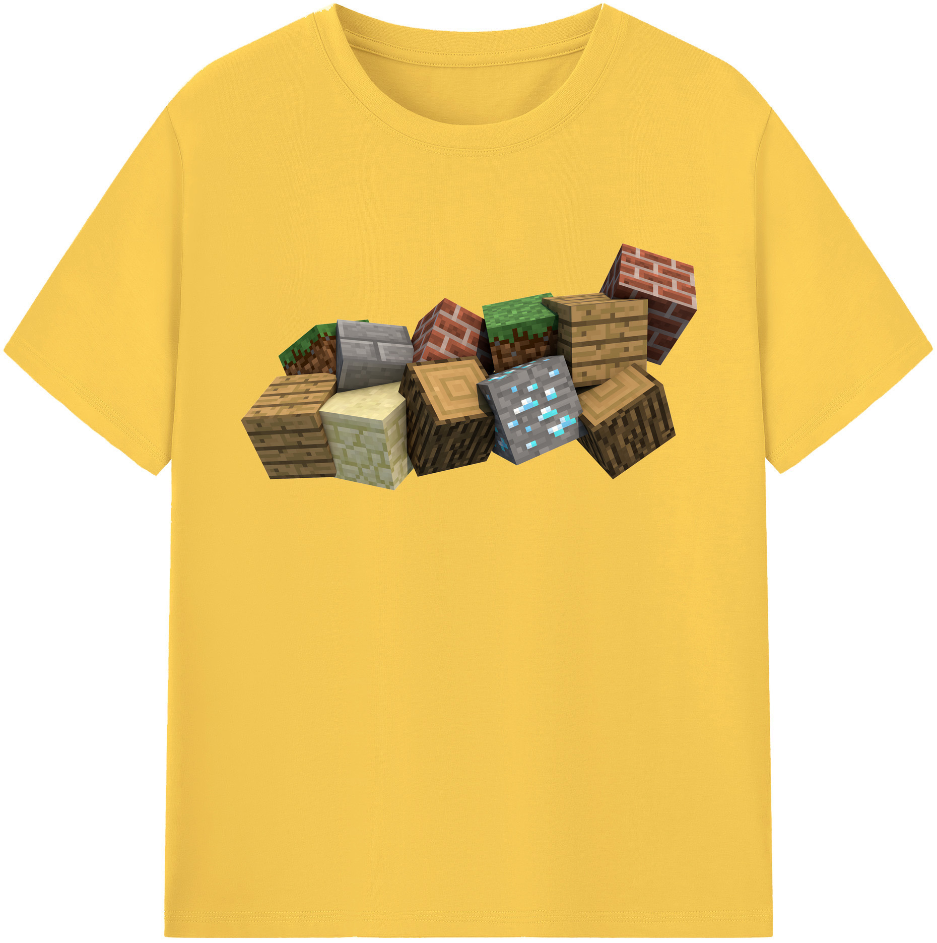 （画像用） マインクラフト ブロックの世界 Minecraft MC Block world 綿100％半袖Tシャツ（フロントプリント）
