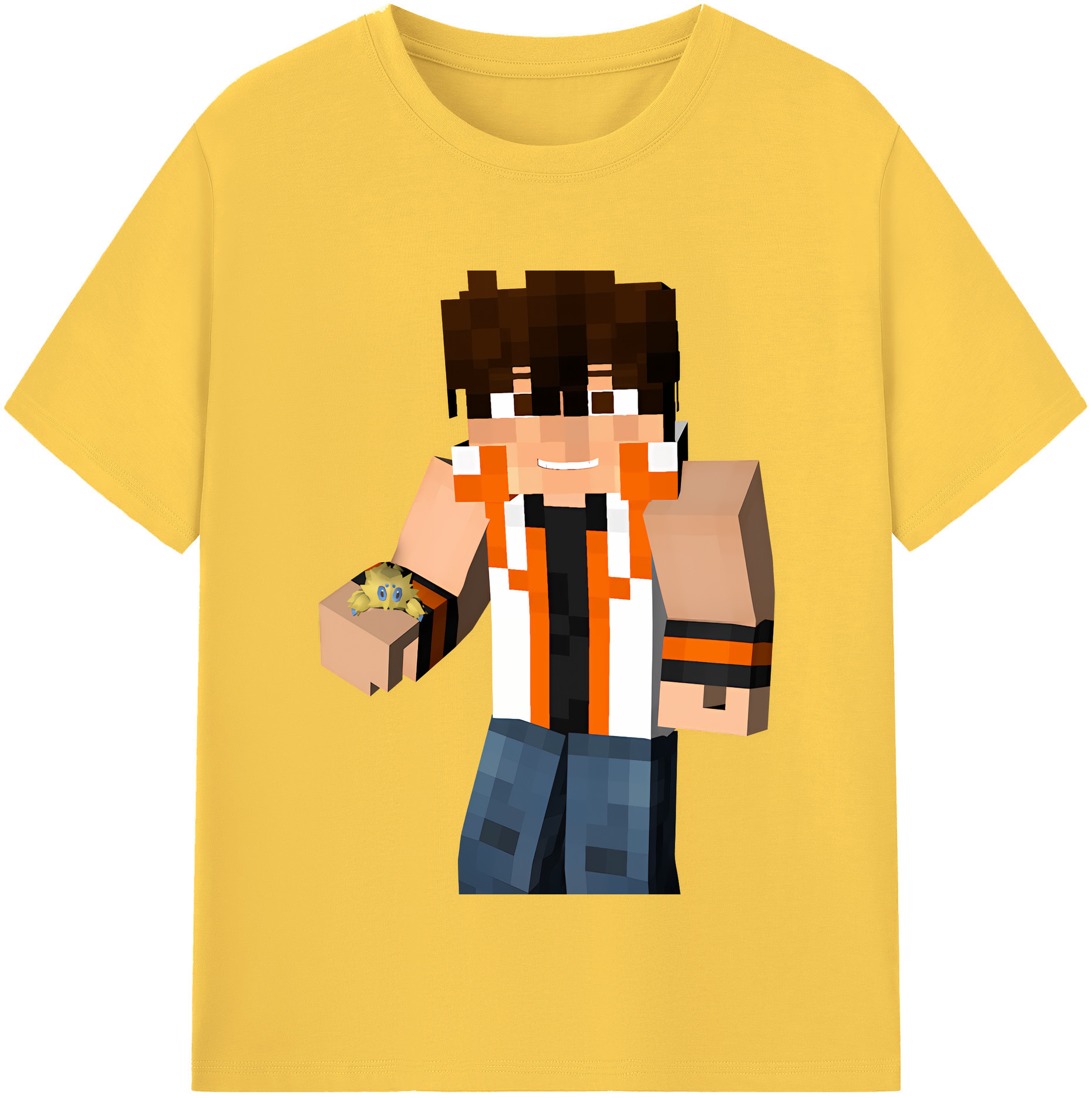 （画像用） マインクラフト ブロックの世界 Minecraft MC Block world 綿100％半袖Tシャツ（フロントプリント）