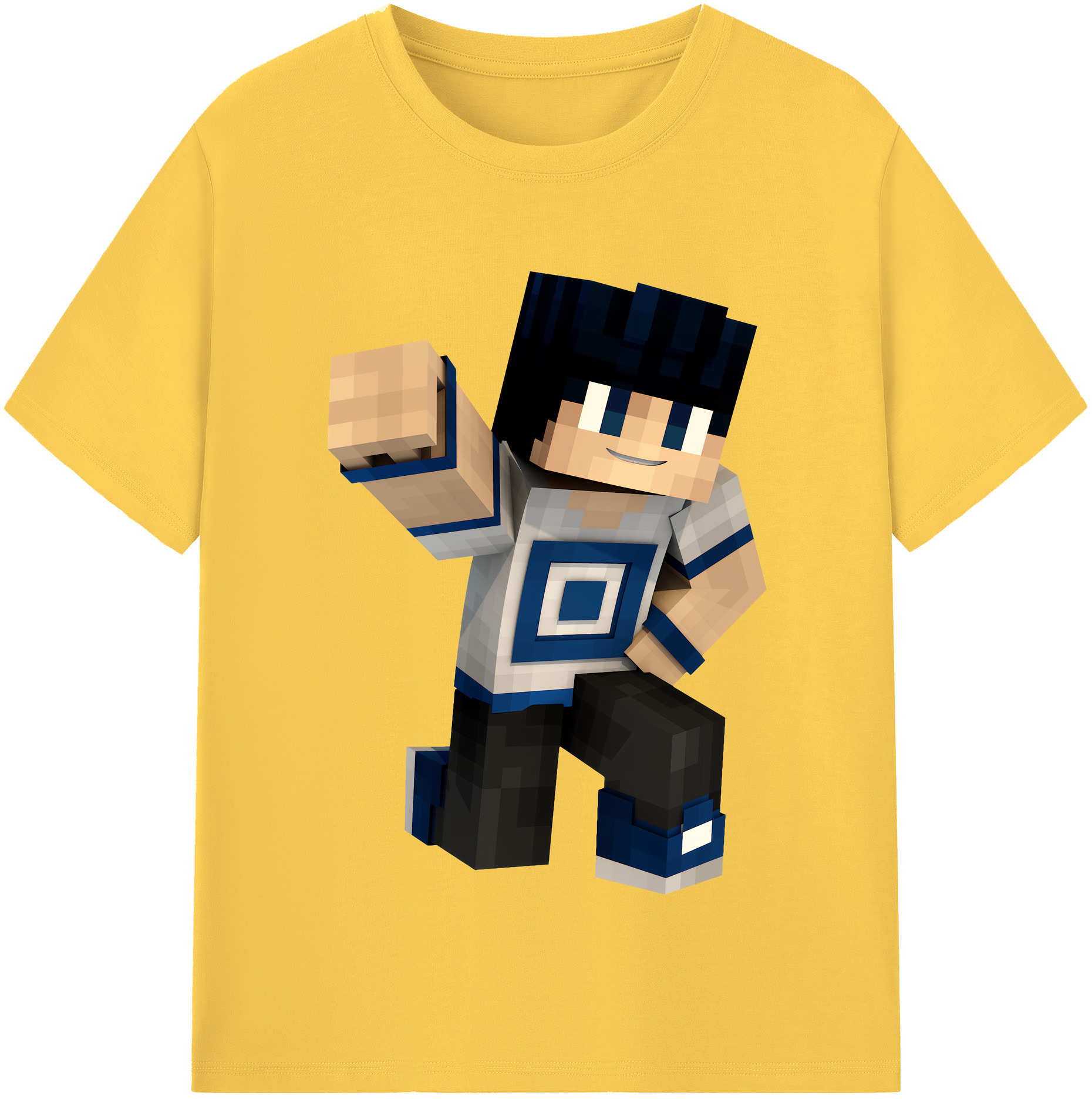 （画像用） マインクラフト ブロックの世界 Minecraft MC Block world 綿100％半袖Tシャツ（フロントプリント）