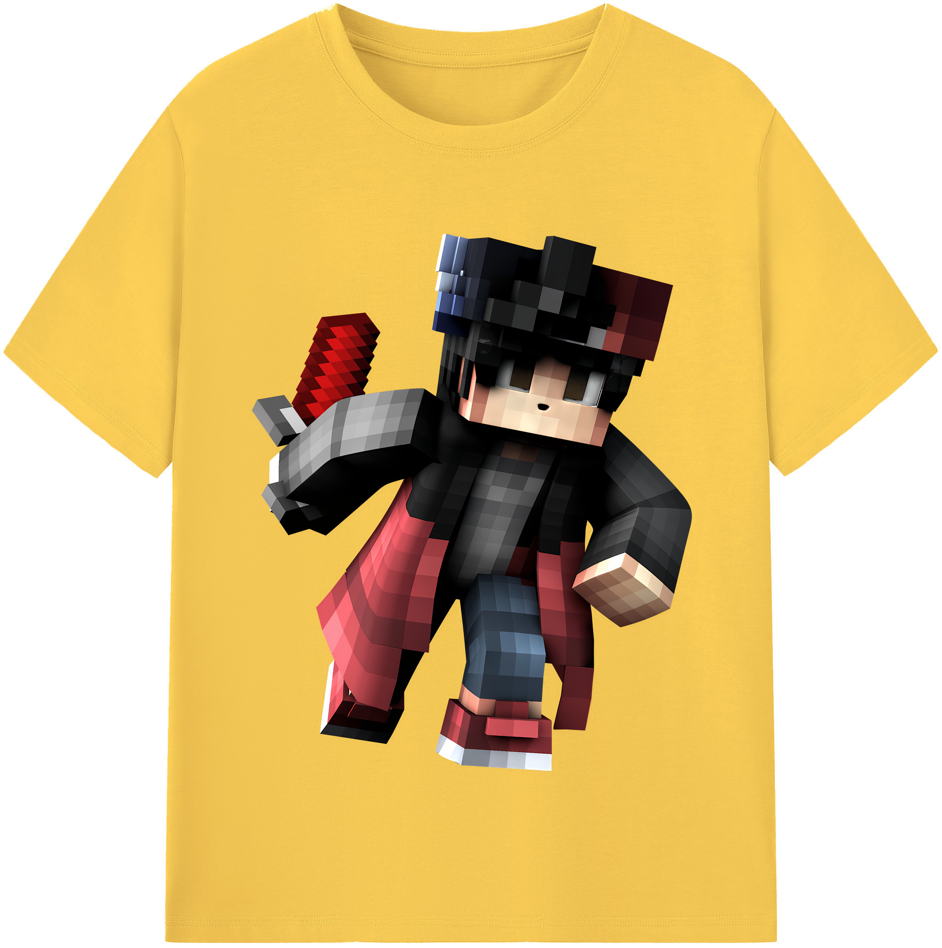 （画像用） マインクラフト ブロックの世界 Minecraft MC Block world 綿100％半袖Tシャツ（フロントプリント）