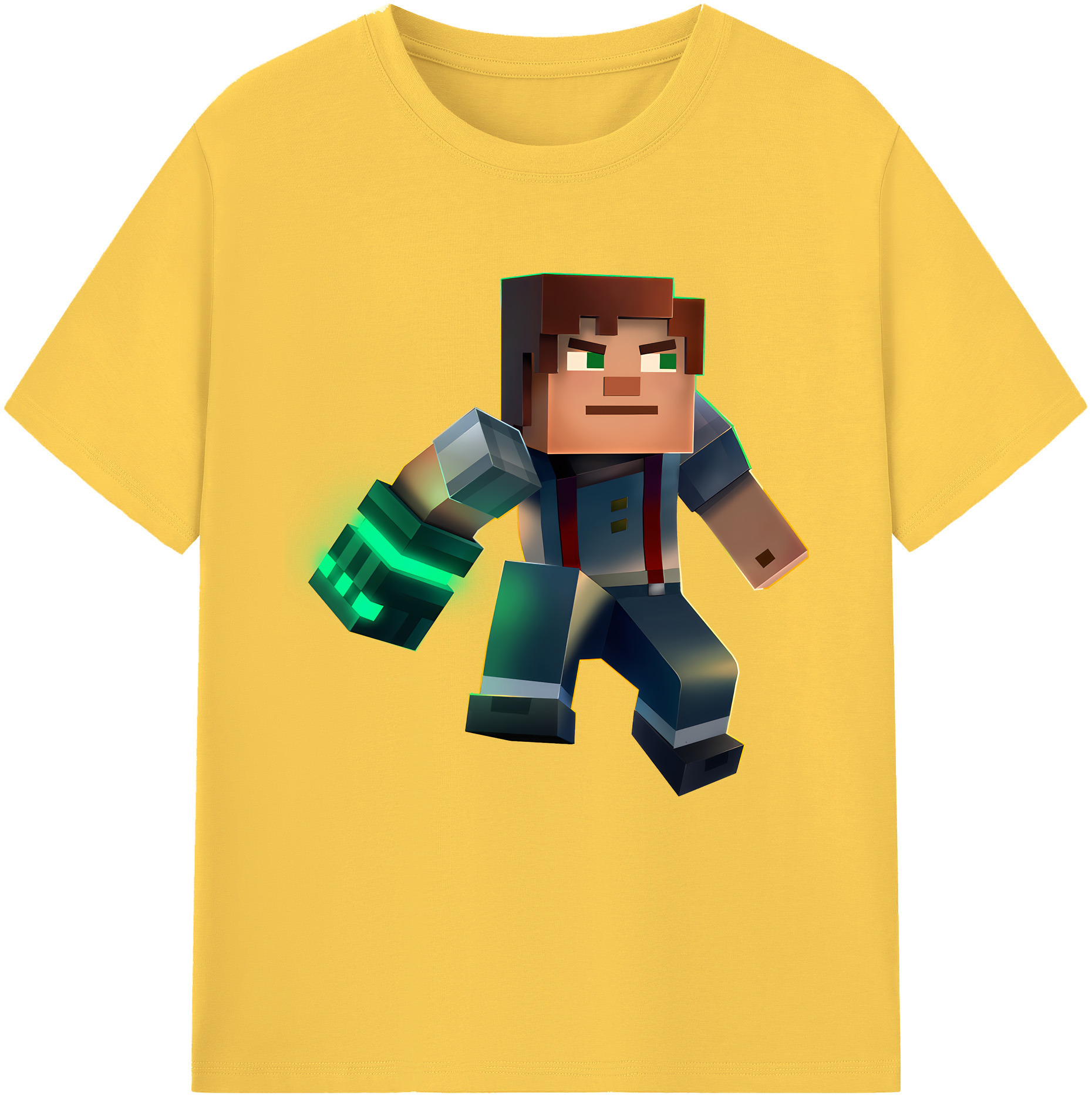 （画像用） マインクラフト ブロックの世界 Minecraft MC Block world 綿100％半袖Tシャツ（フロントプリント）