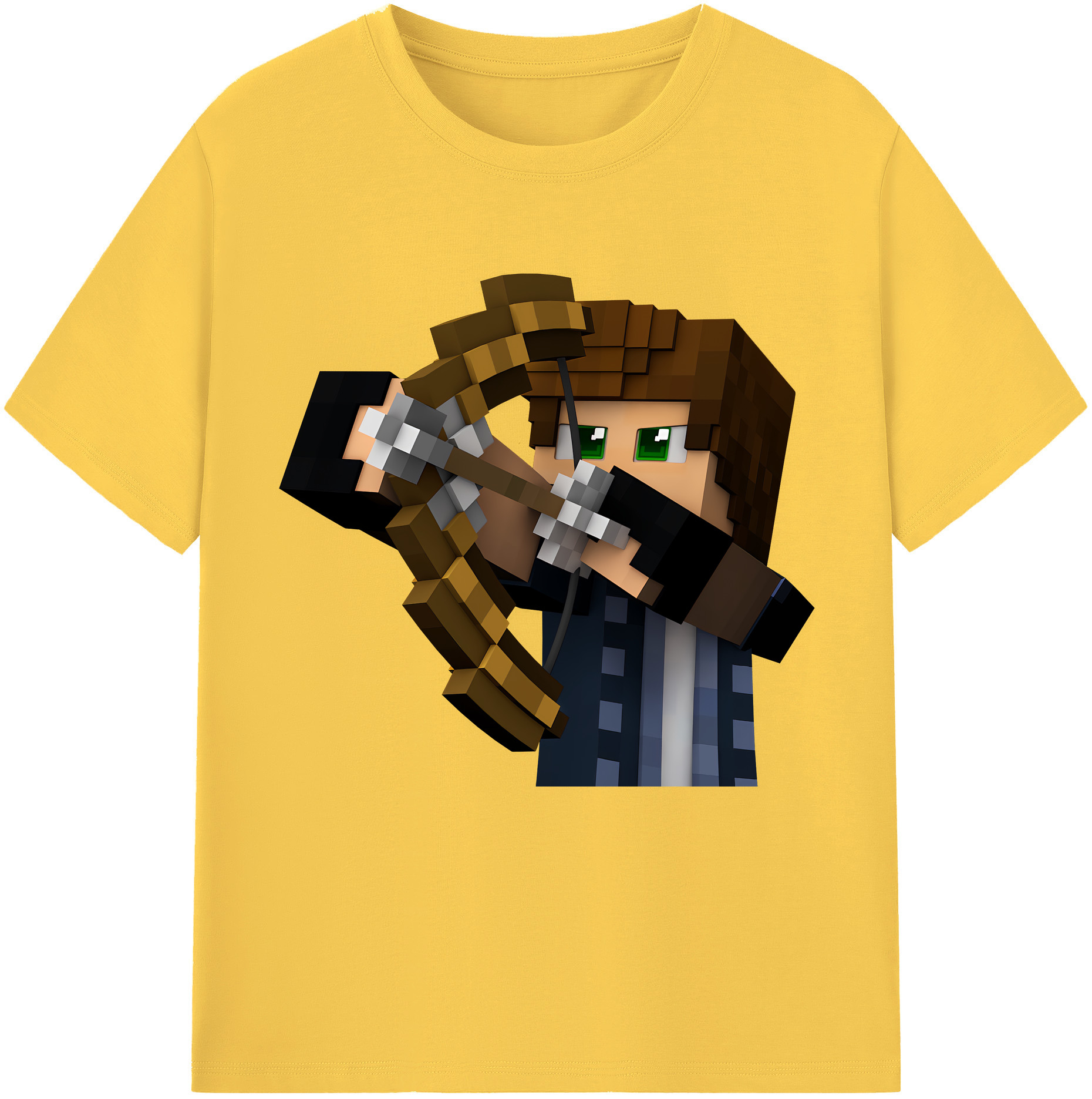 （画像用） マインクラフト ブロックの世界 Minecraft MC Block world 綿100％半袖Tシャツ（フロントプリント）