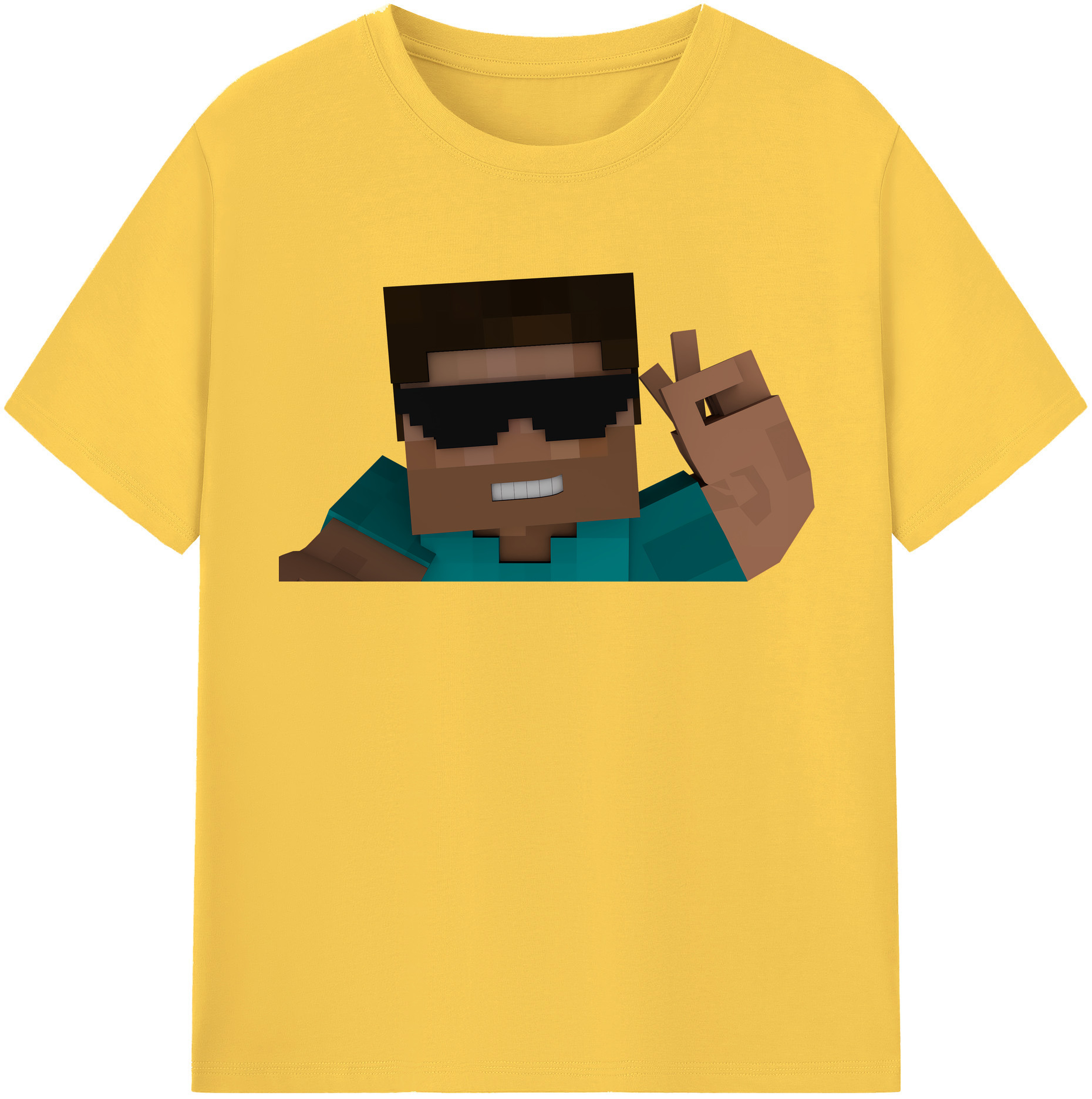 （画像用） マインクラフト ブロックの世界 Minecraft MC Block world 綿100％半袖Tシャツ（フロントプリント）