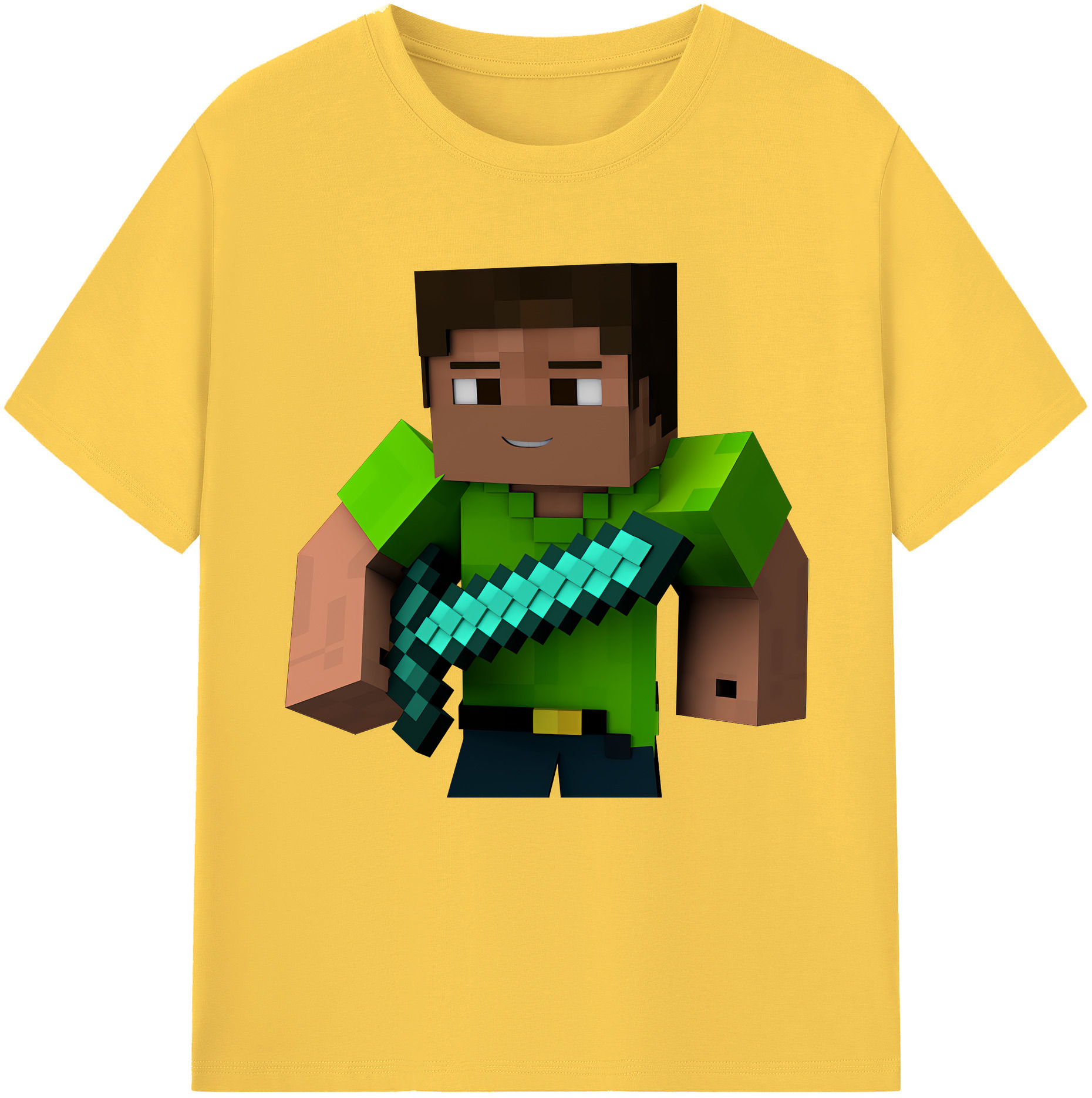 （画像用） マインクラフト ブロックの世界 Minecraft MC Block world 綿100％半袖Tシャツ（フロントプリント）