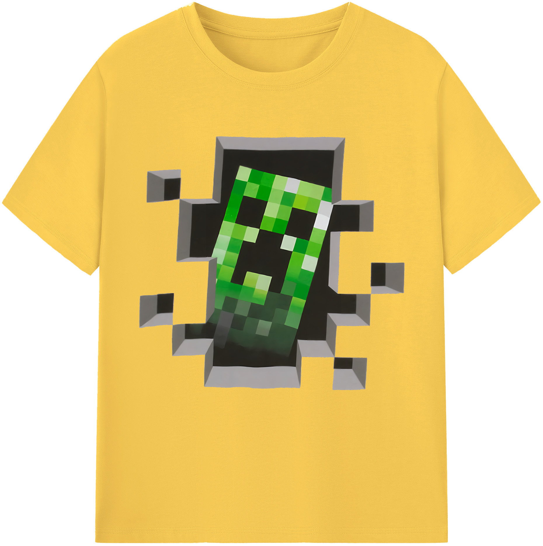 （画像用） マインクラフト ブロックの世界 Minecraft MC Block world 綿100％半袖Tシャツ（フロントプリント）