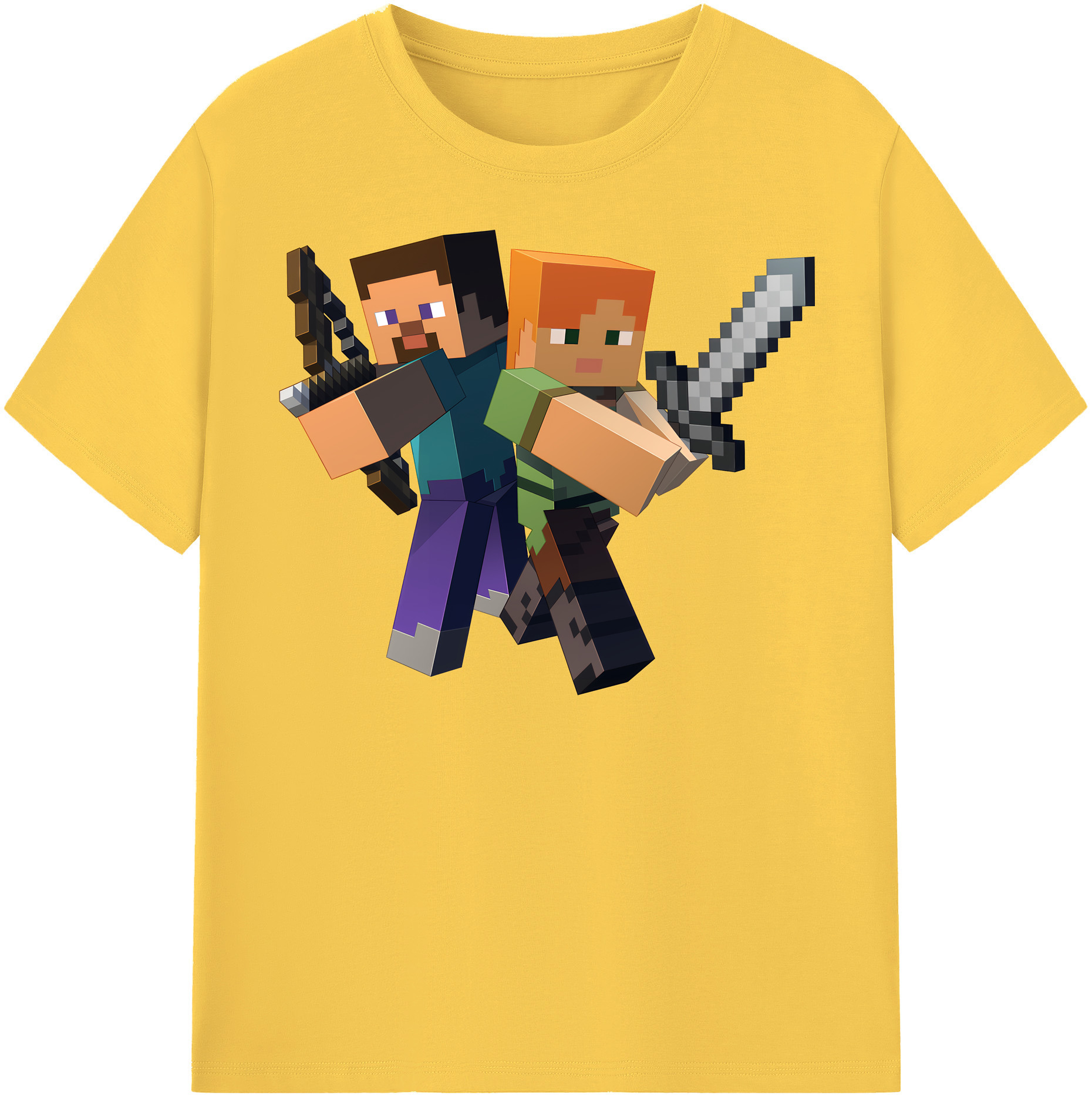 （画像用） マインクラフト ブロックの世界 Minecraft MC Block world 綿100％半袖Tシャツ（フロントプリント）